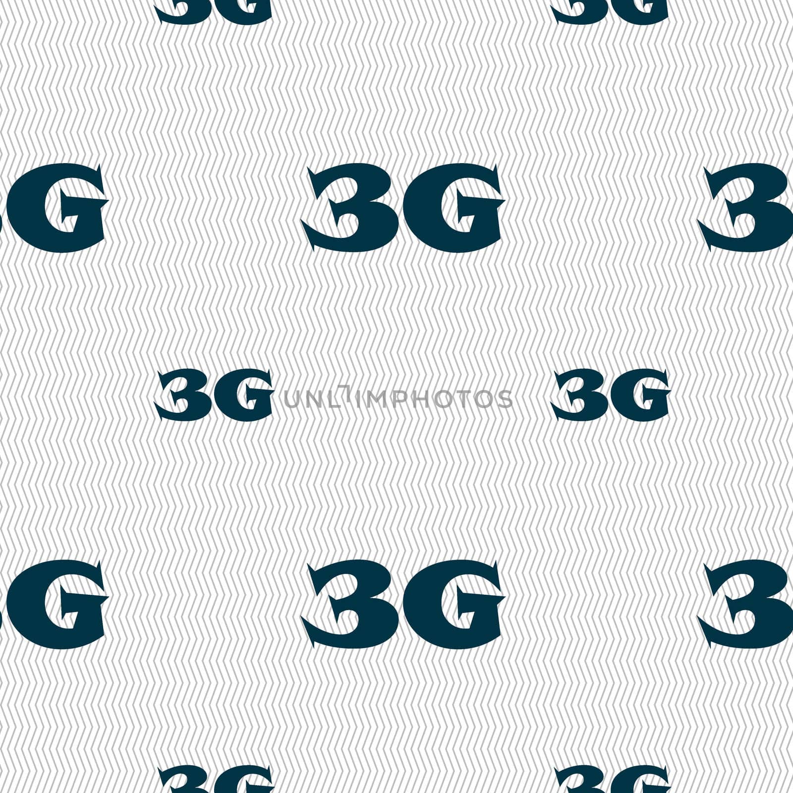 3G sign icon. Mobile telecommunications technology symbol. Seamless pattern with geometric texture. illustration