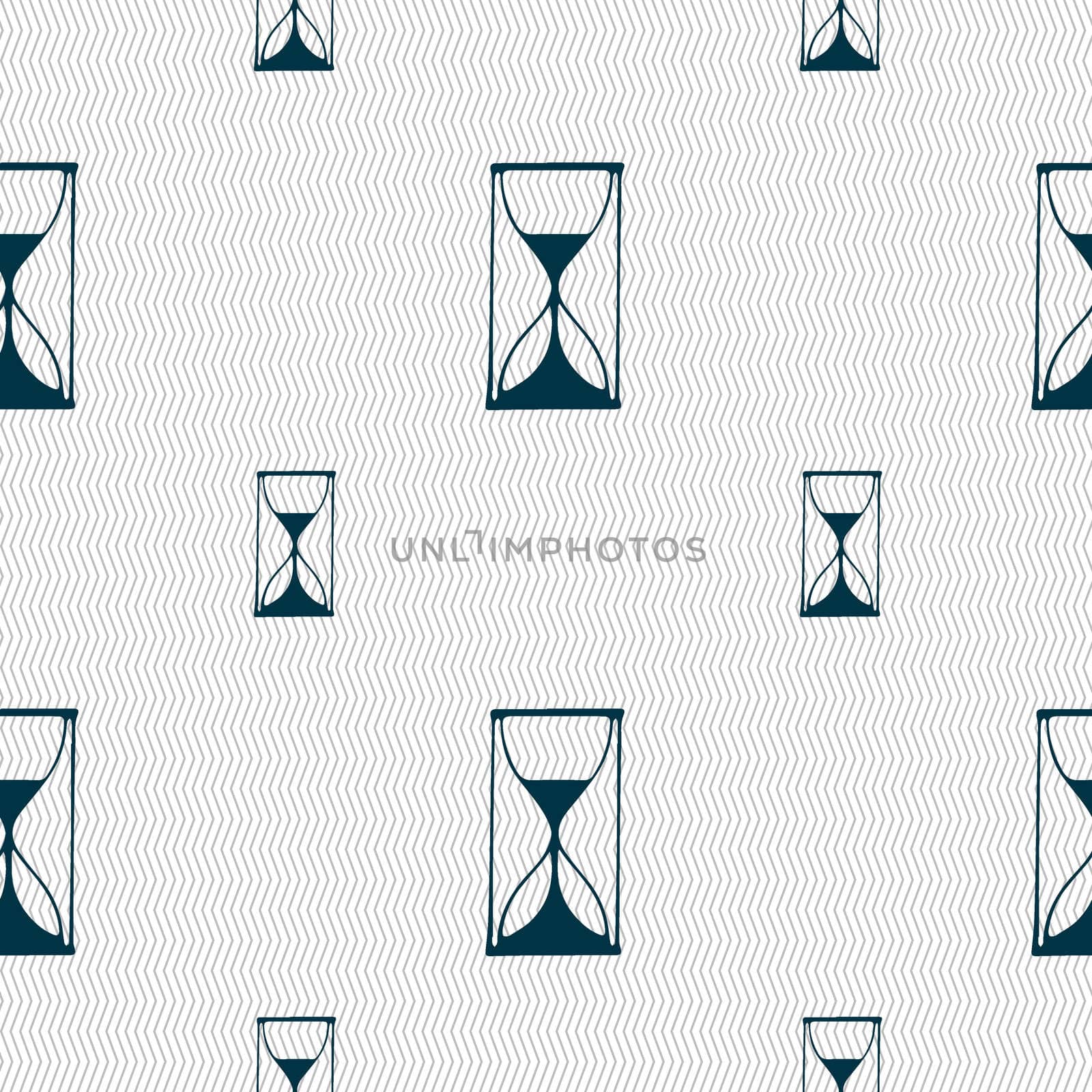 Hourglass sign icon. Sand timer symbol. Seamless pattern with geometric texture.  by serhii_lohvyniuk