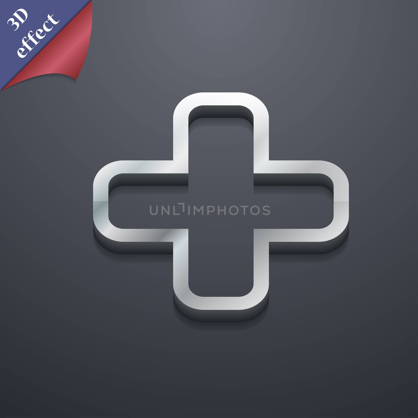 Plus icon symbol. 3D style. Trendy, modern design with space for your text . Rastrized by serhii_lohvyniuk