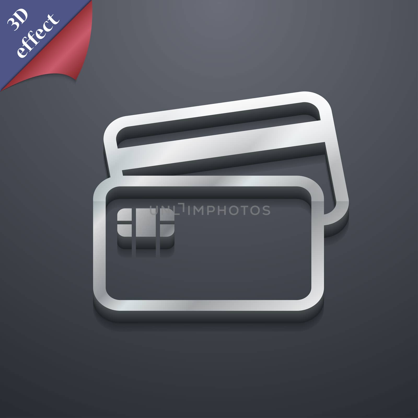 Credit card icon symbol. 3D style. Trendy, modern design with space for your text . Rastrized by serhii_lohvyniuk