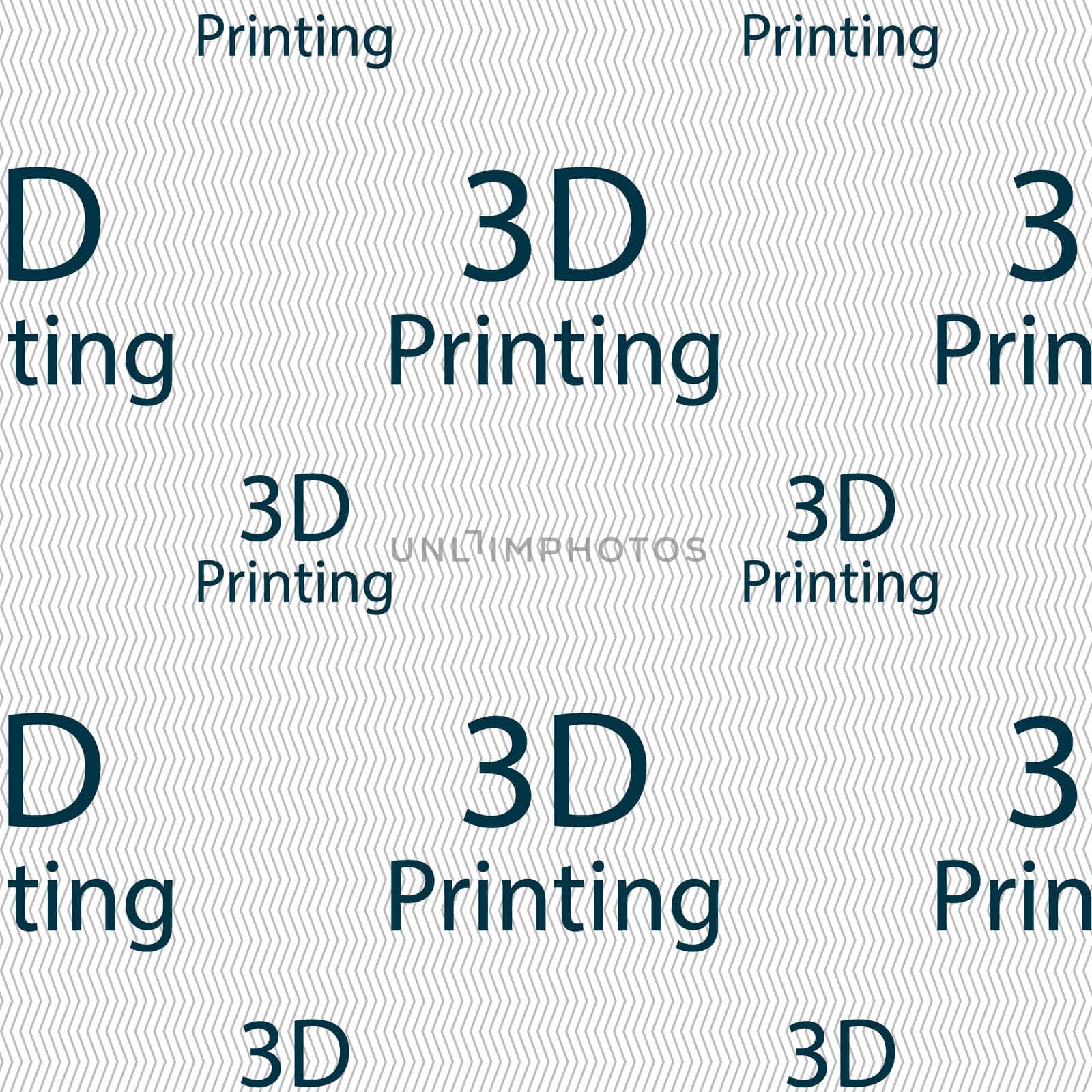 3D Print sign icon. 3d-Printing symbol. Seamless pattern with geometric texture. illustration