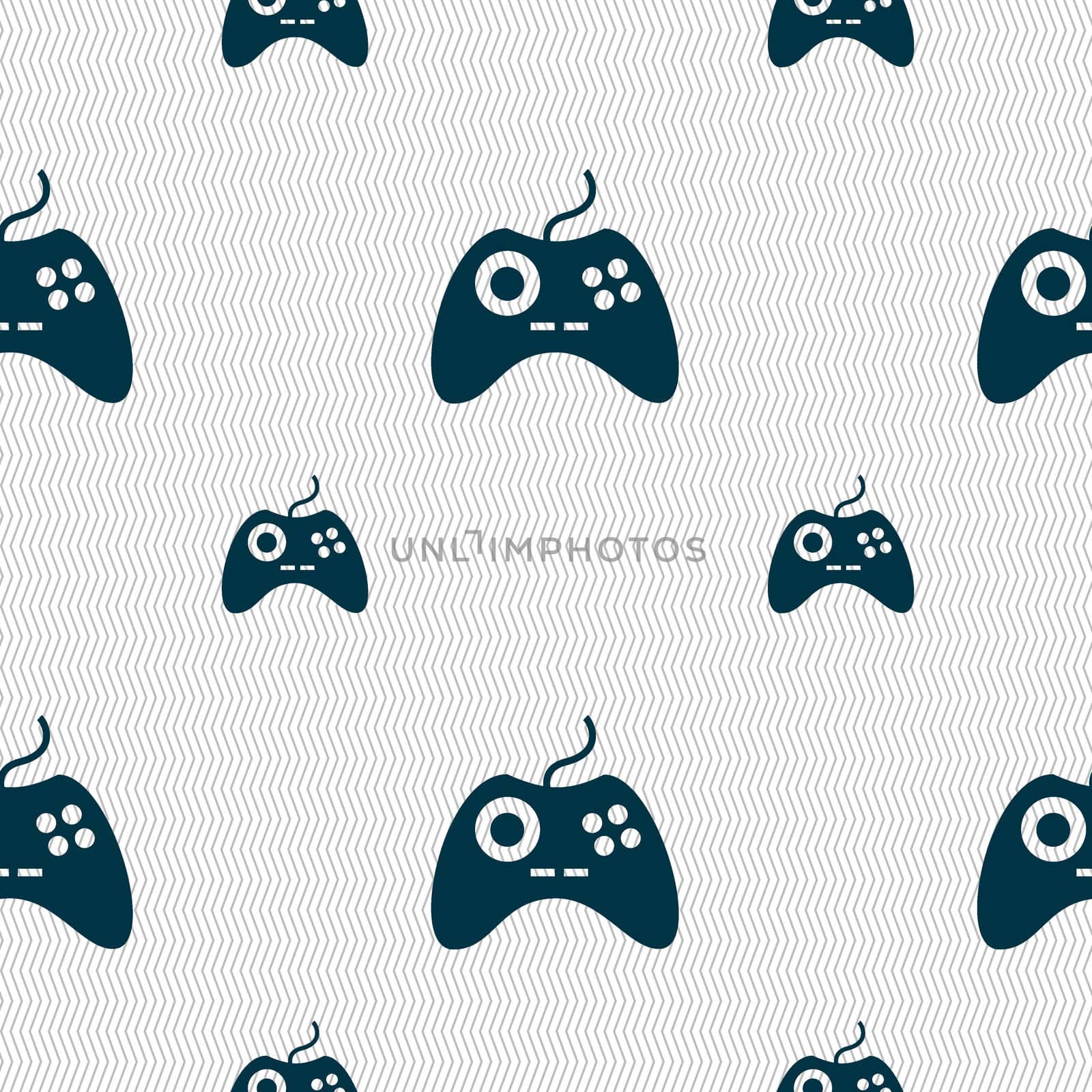 Joystick sign icon. Video game symbol. Seamless pattern with geometric texture. illustration