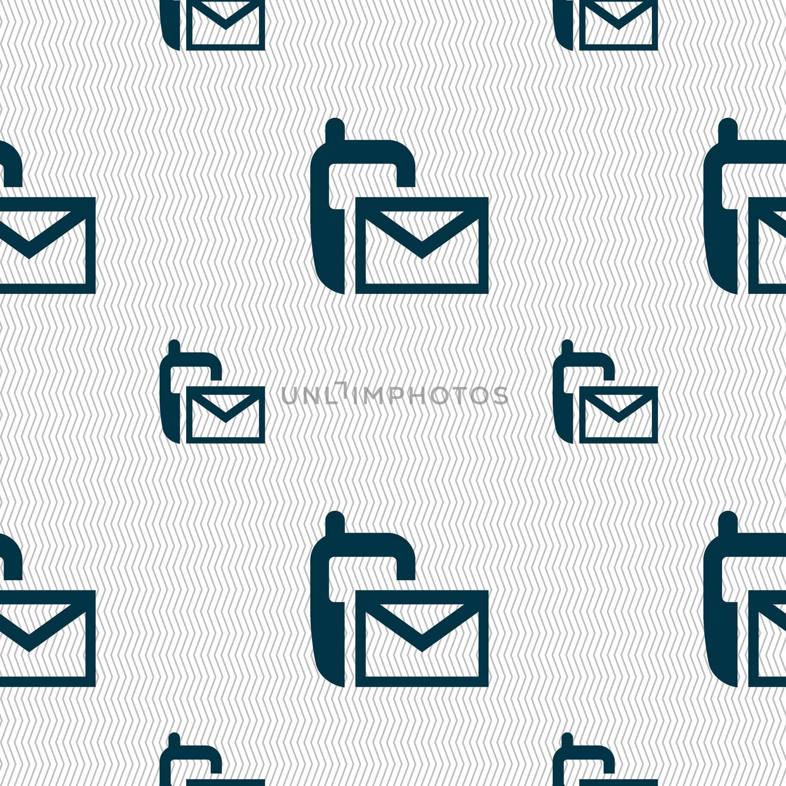 Mail icon. Envelope symbol. Message sms sign. Seamless pattern with geometric texture. illustration