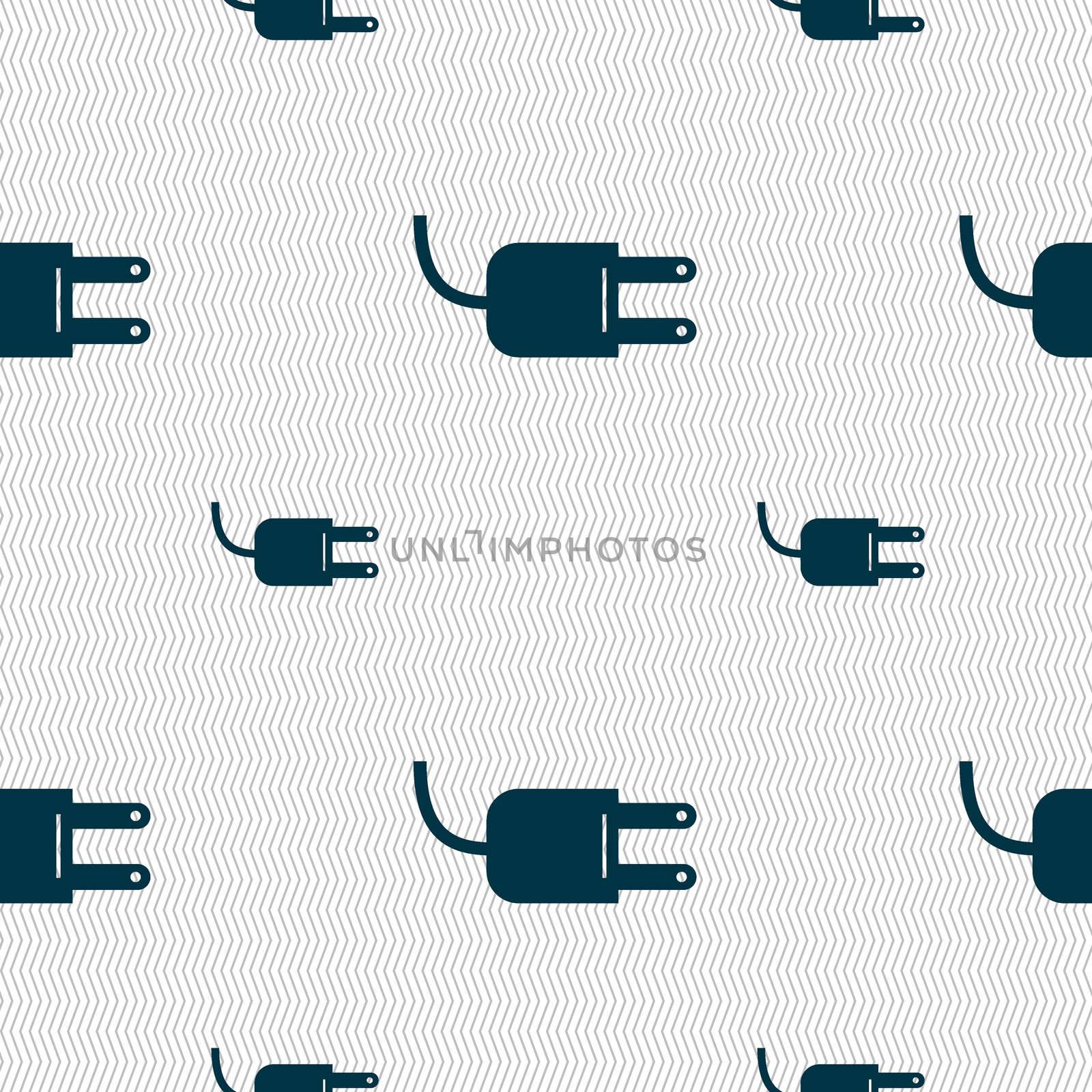 Electric plug sign icon. Power energy symbol. Seamless pattern with geometric texture. illustration