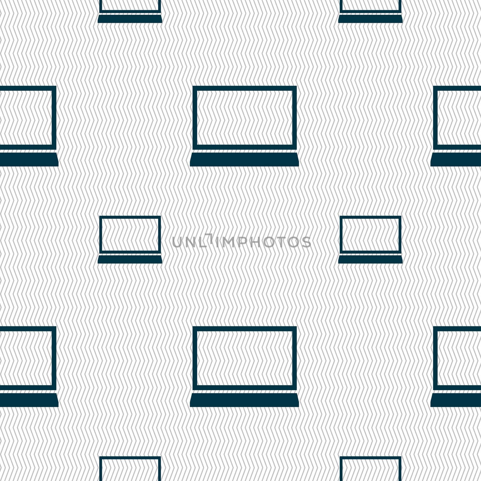 Laptop sign icon. Notebook pc symbol. Seamless pattern with geometric texture. illustration