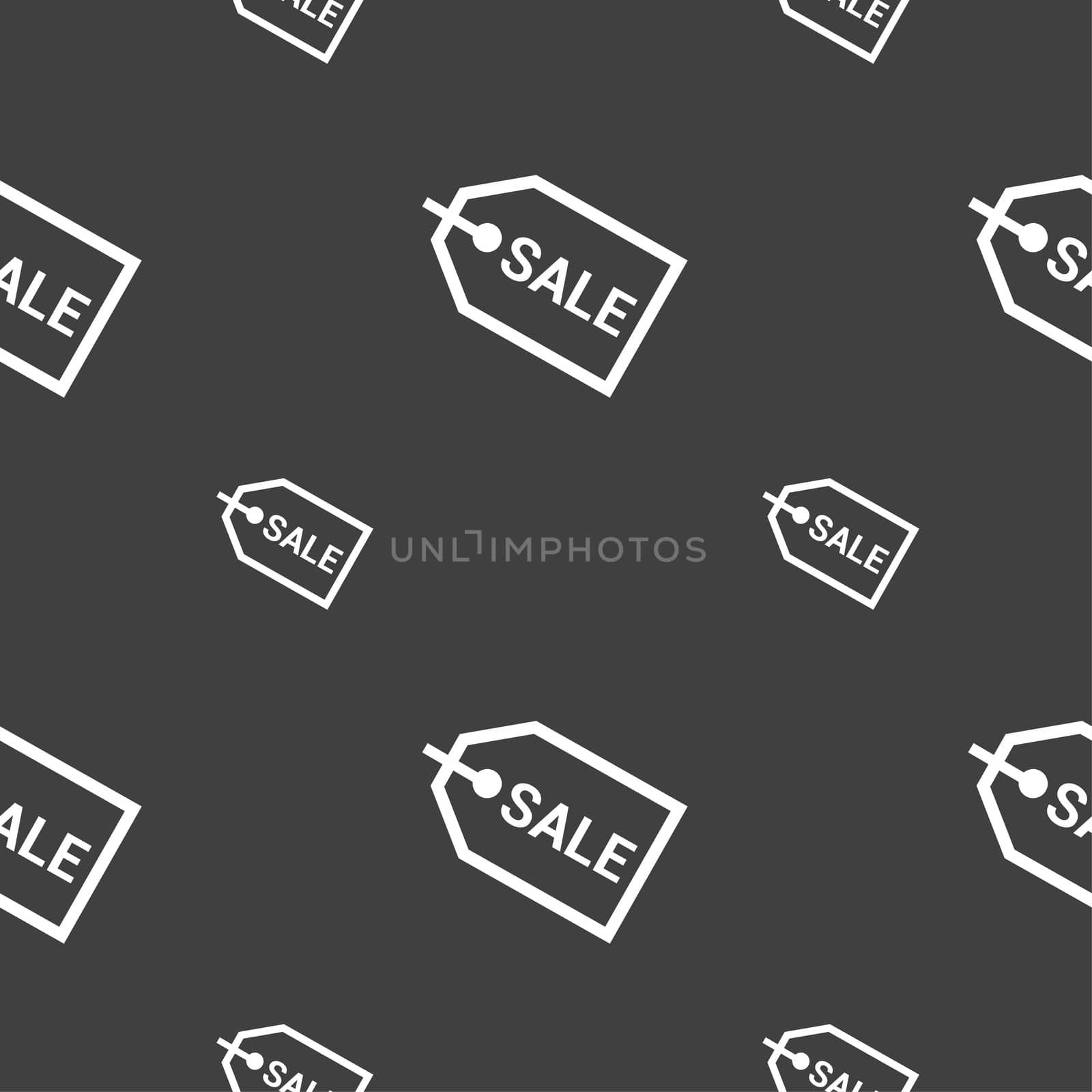 Sale icon sign. Seamless pattern on a gray background. illustration