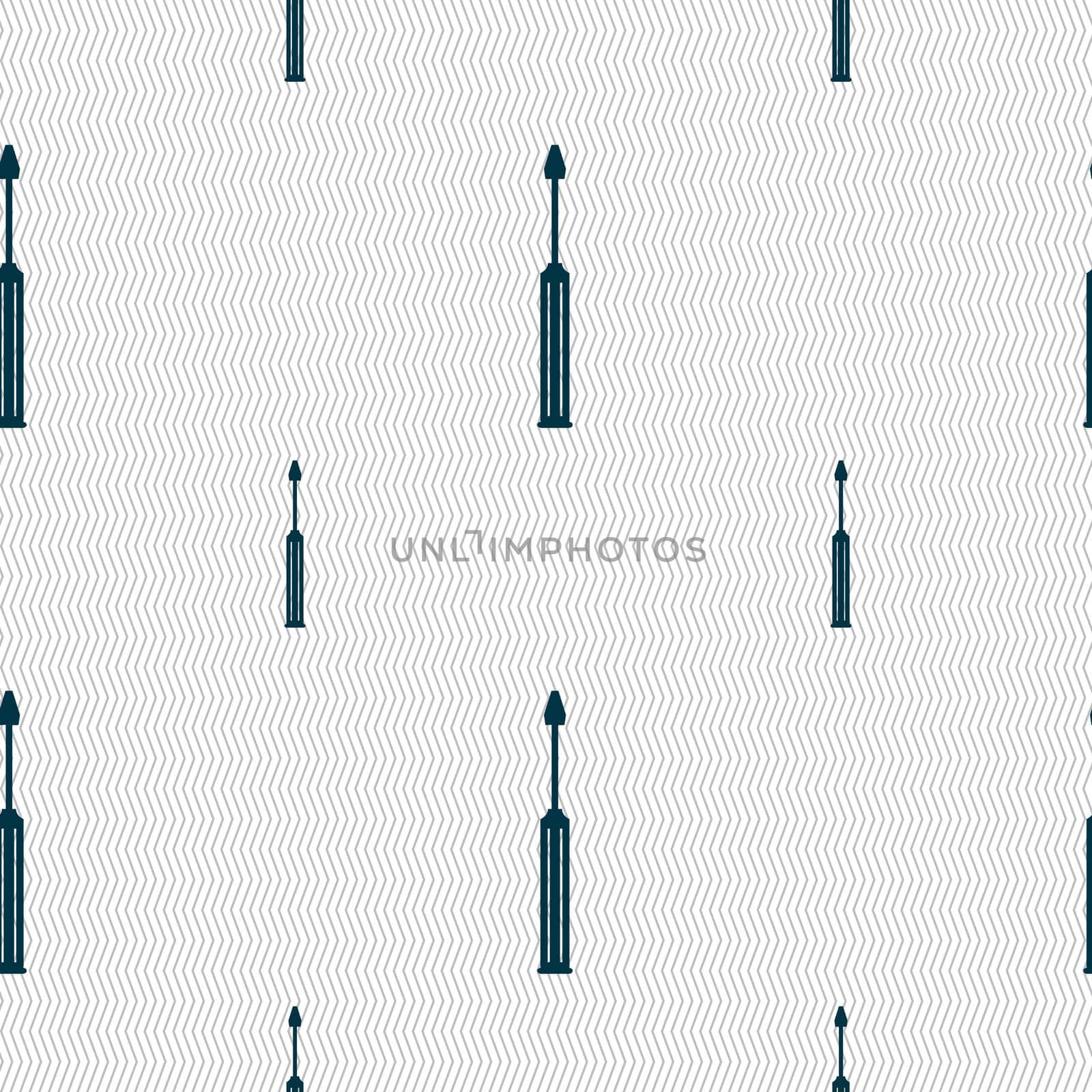 Screwdriver tool sign icon. Fix it symbol. Repair sig. Seamless pattern with geometric texture. illustration