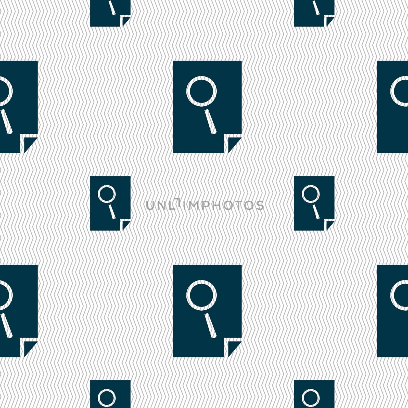 Search in file sign icon. Find in document symbol. Seamless pattern with geometric texture. illustration