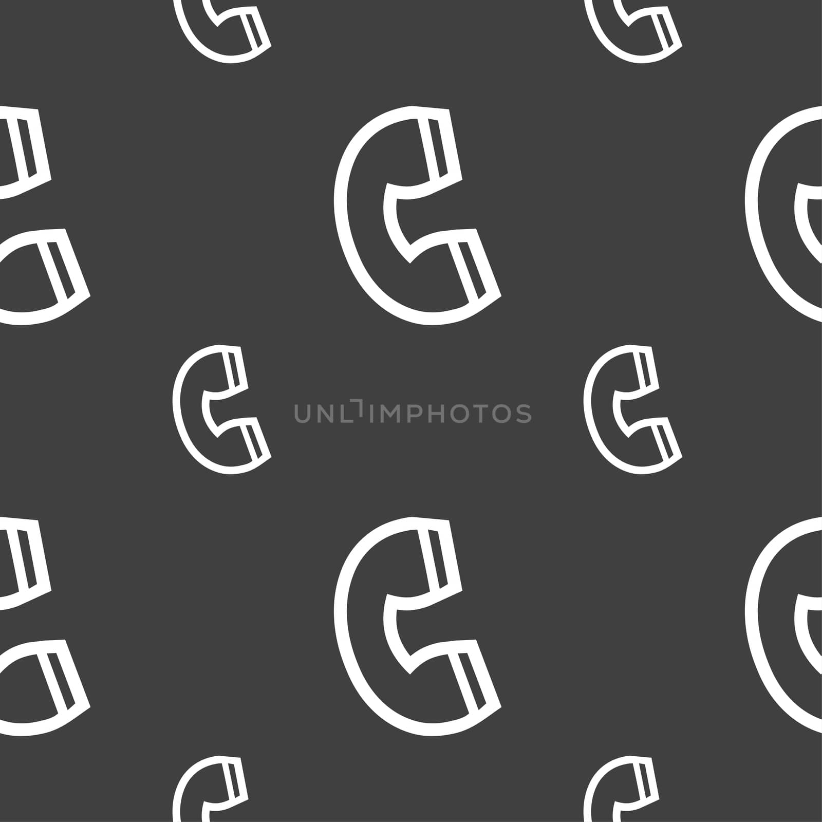 handset icon sign. Seamless pattern on a gray background. illustration