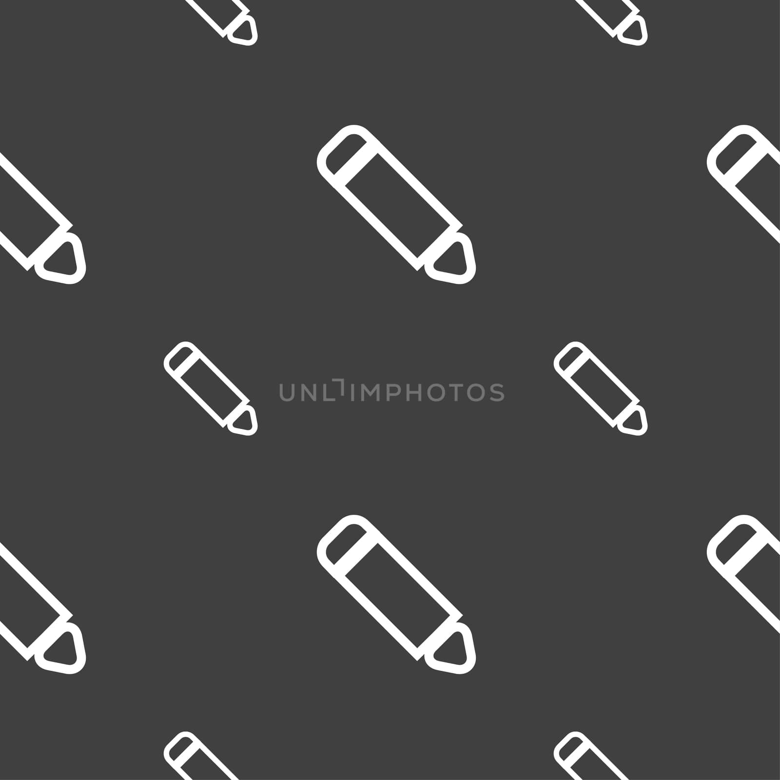 Pen icon sign. Seamless pattern on a gray background. illustration