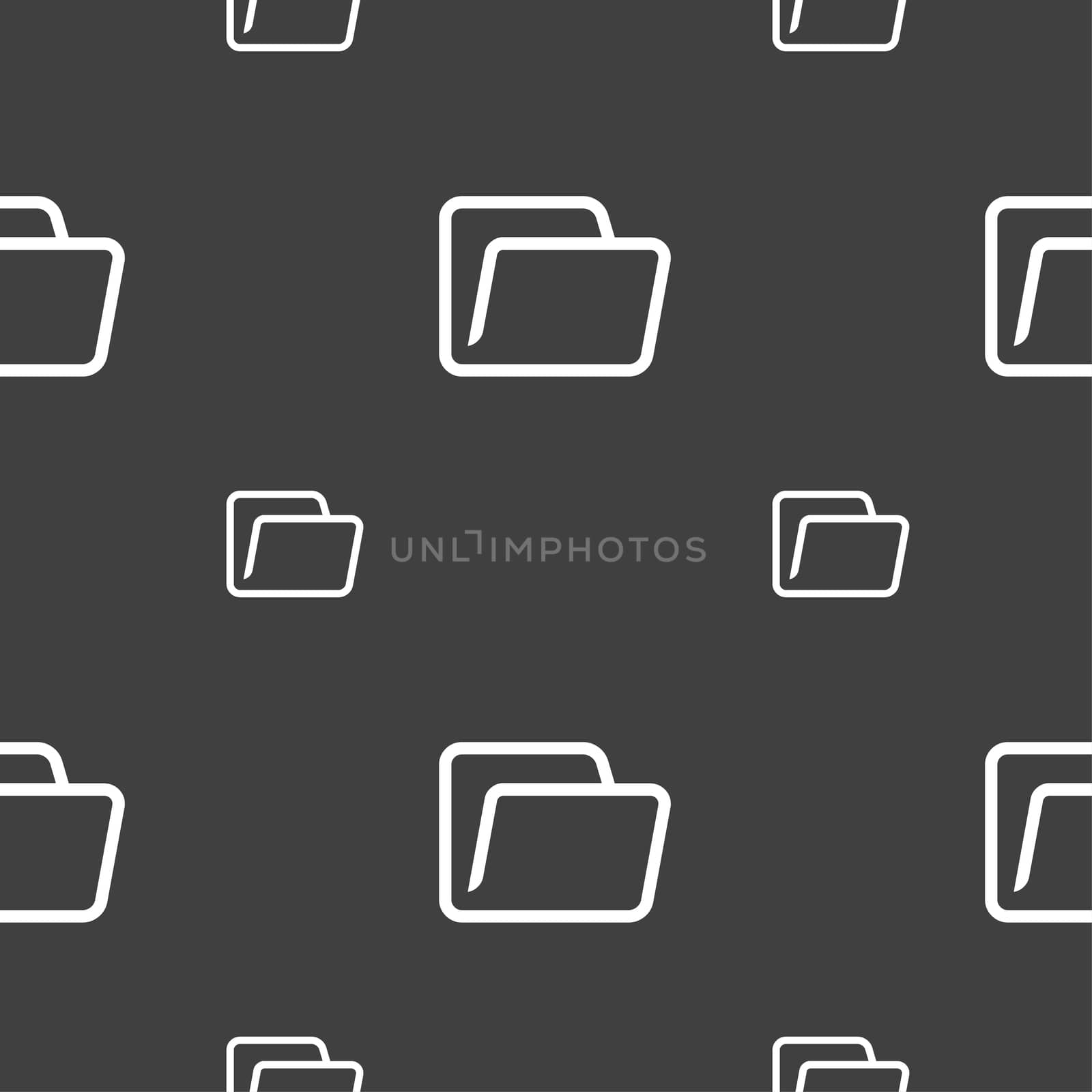 Folder icon sign. Seamless pattern on a gray background. illustration