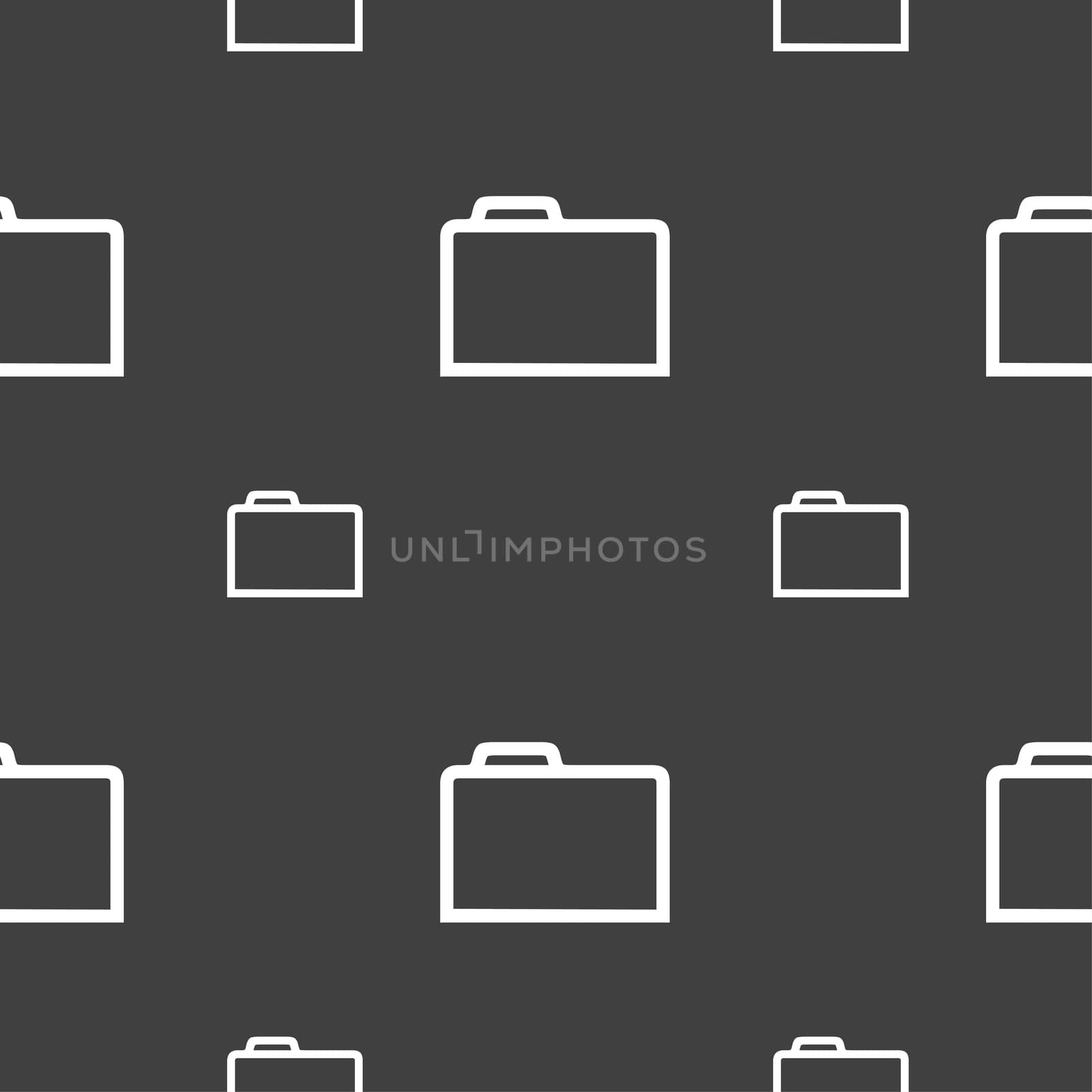 Folder icon sign. Seamless pattern on a gray background. illustration