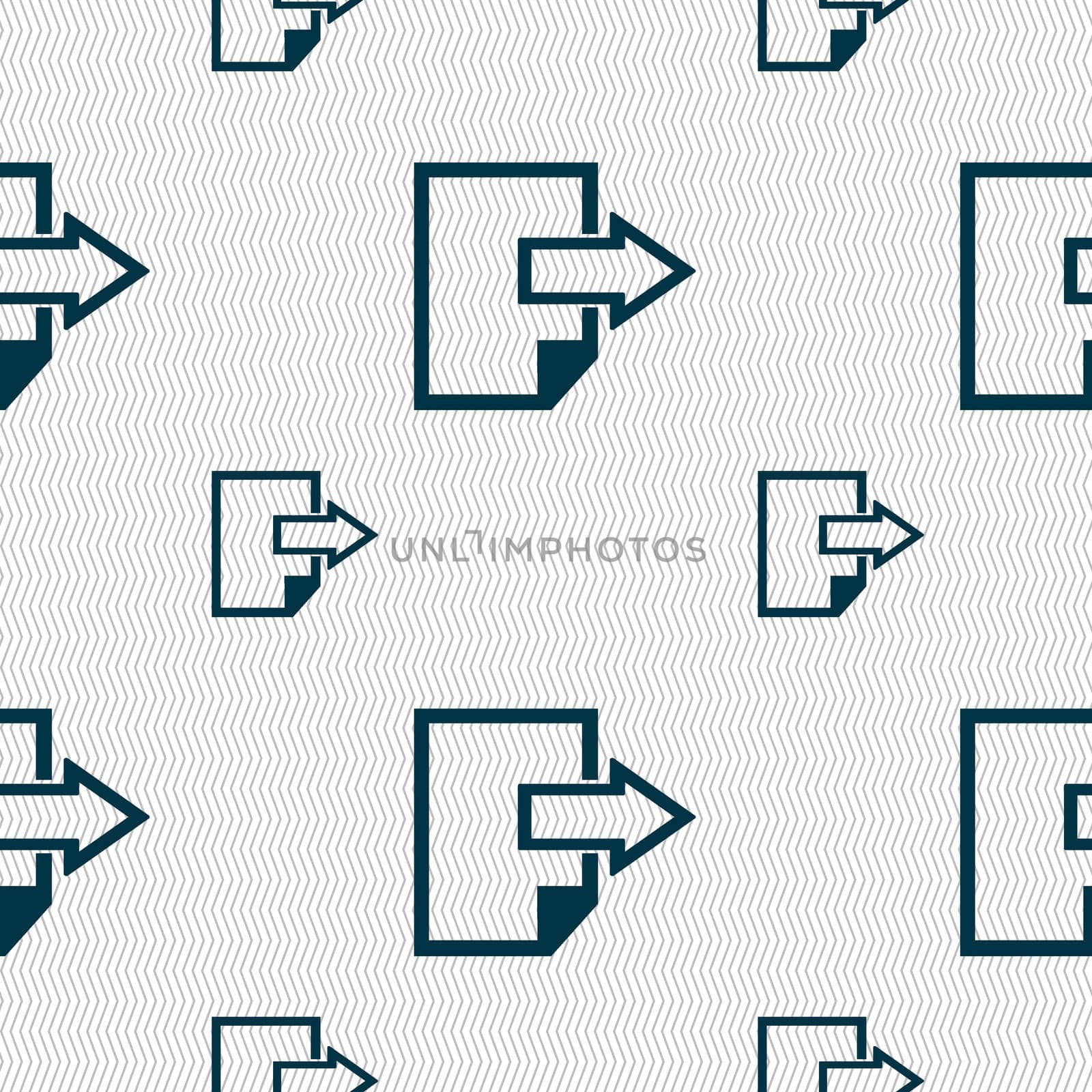 Export file icon. File document symbol. Seamless pattern with geometric texture. illustration