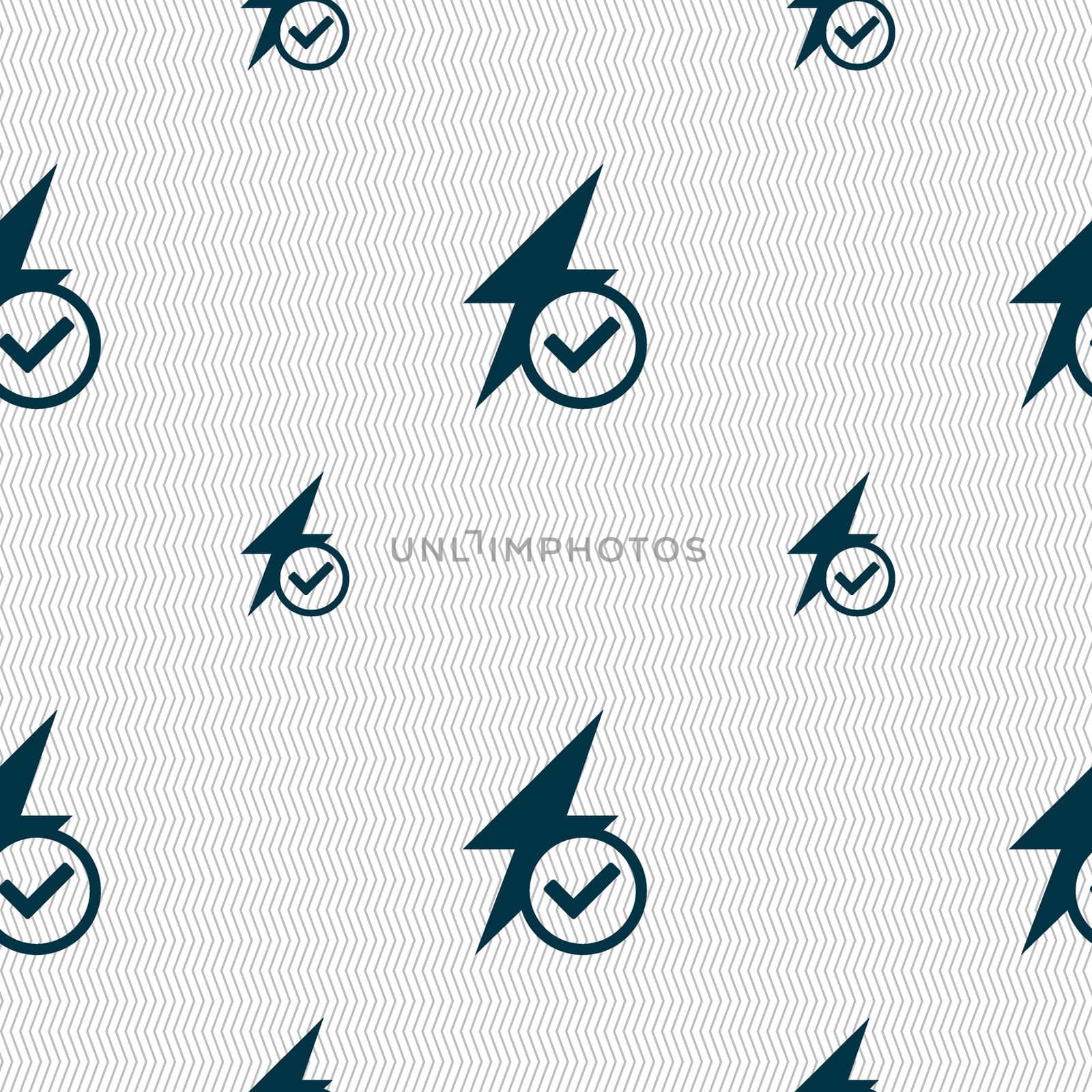 Photo flash icon sign. Seamless pattern with geometric texture. illustration