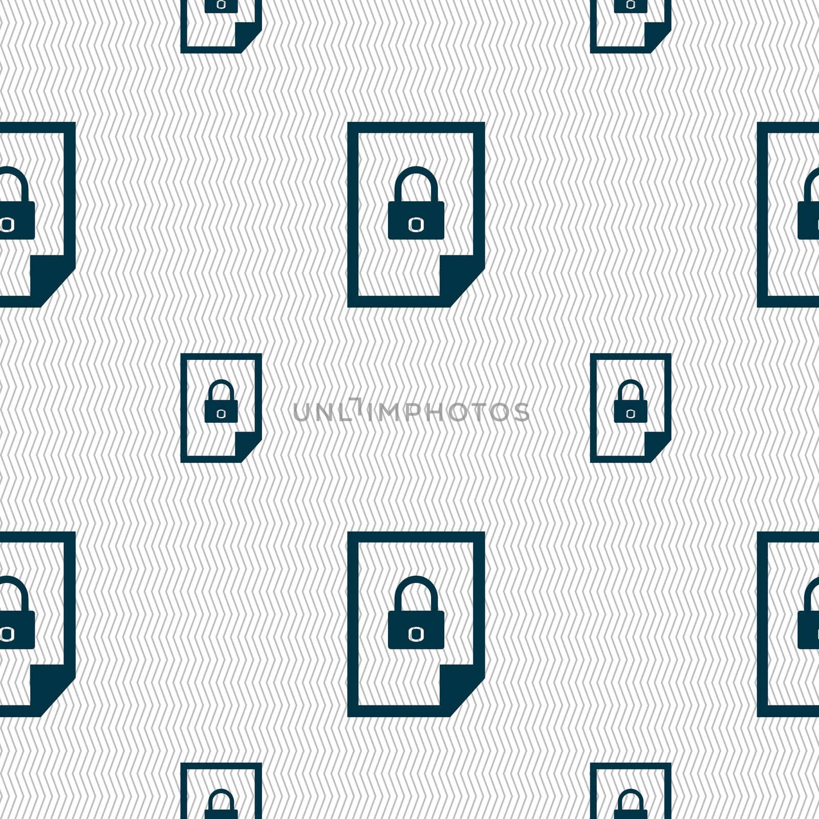 File locked icon sign. Seamless pattern with geometric texture. illustration