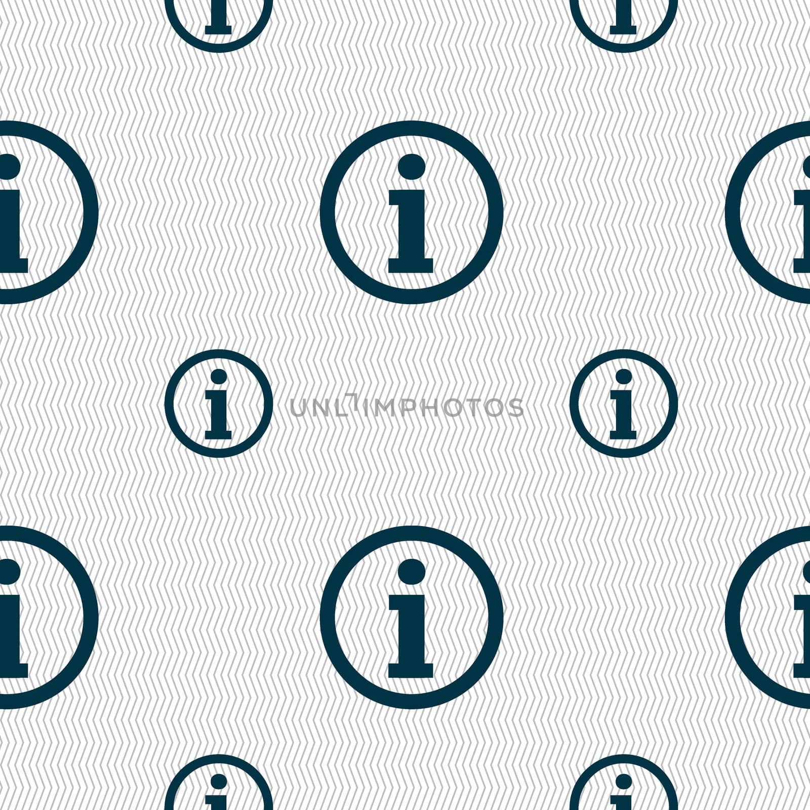 Information sign icon. Info speech bubble symbol. Seamless pattern with geometric texture. illustration