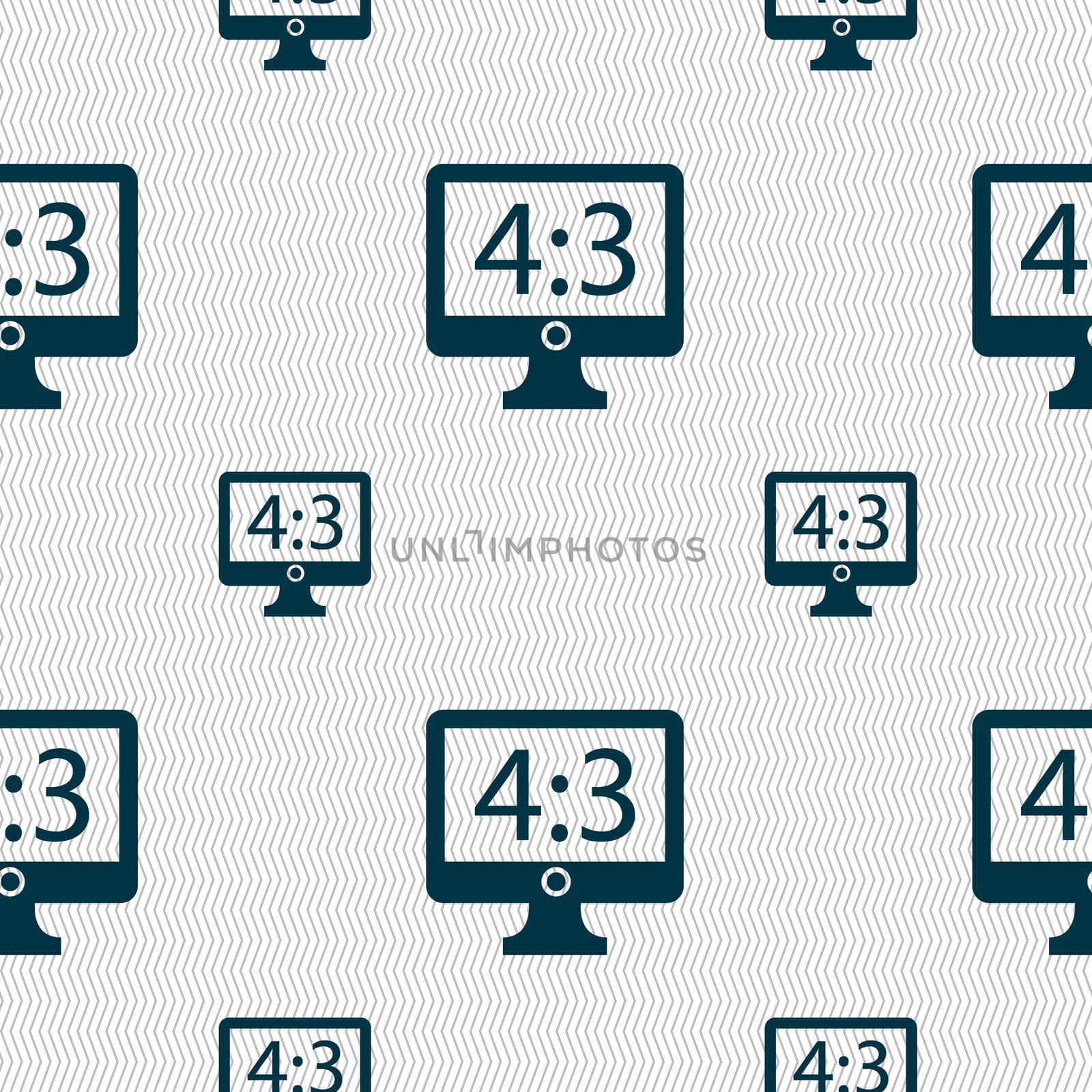 Aspect ratio 4 3 widescreen tv icon sign. Seamless pattern with geometric texture. illustration