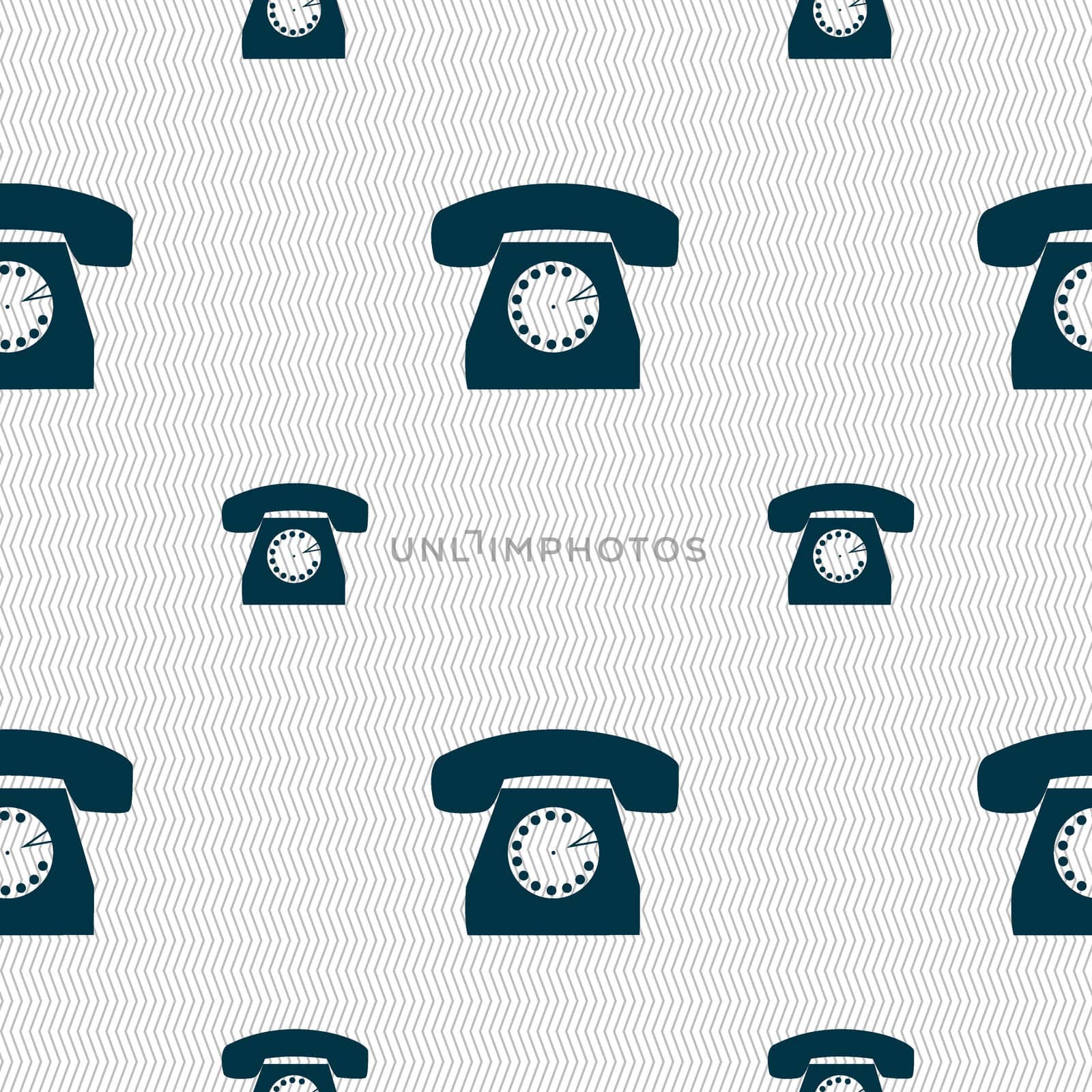 Retro telephone icon symbol. Seamless pattern with geometric texture. illustration