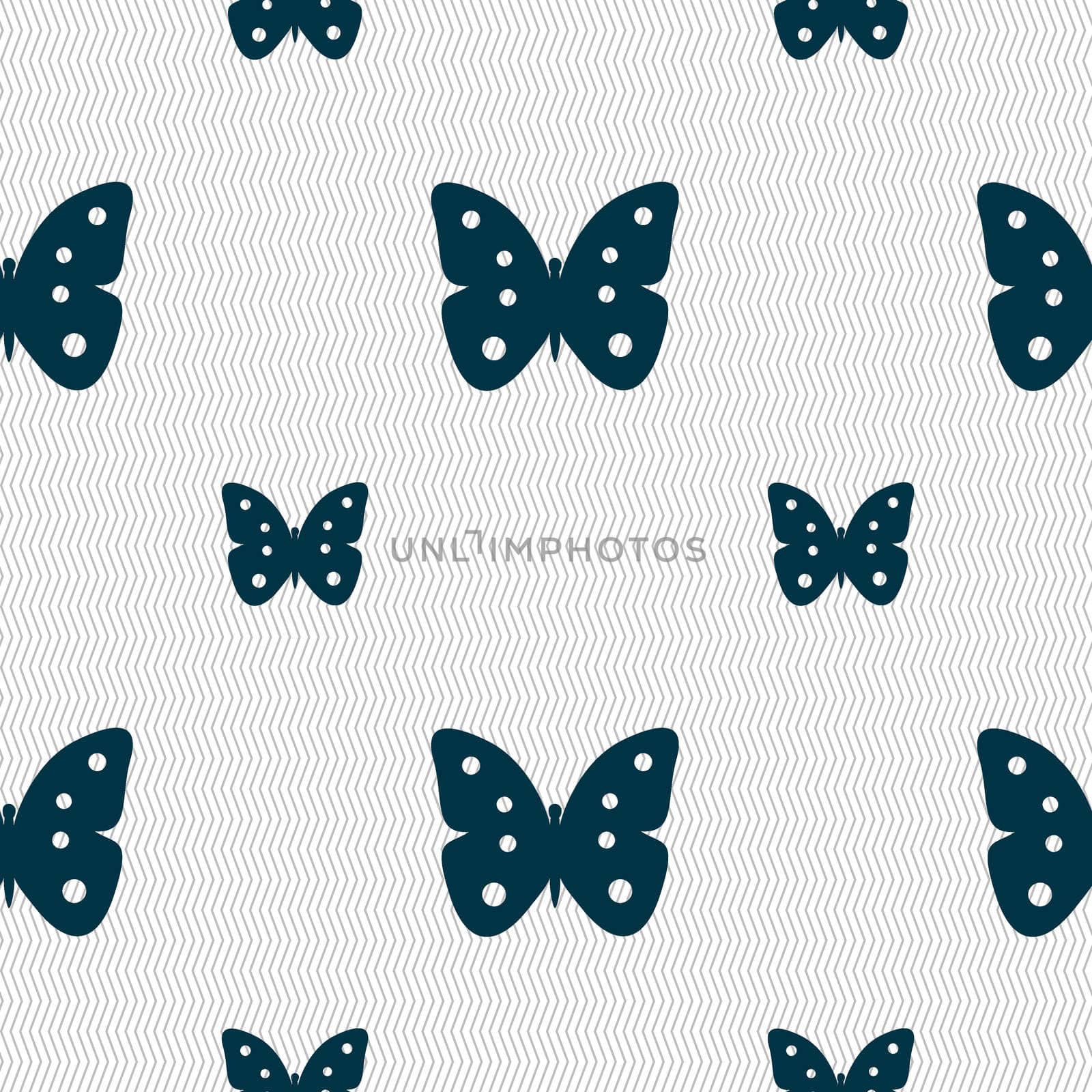 Butterfly sign icon. insect symbol. Seamless pattern with geometric texture. illustration