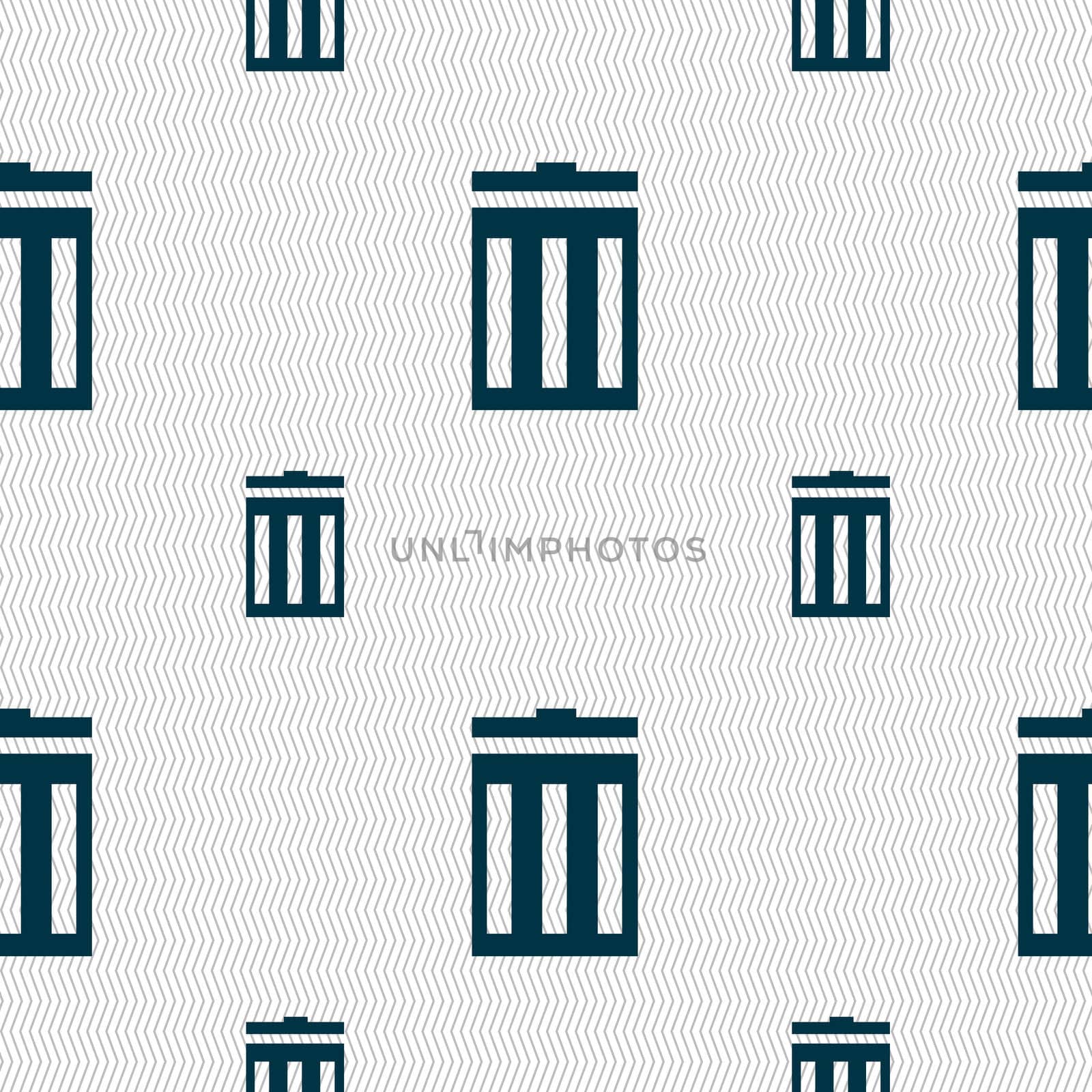 Recycle bin sign icon. Symbol. Seamless pattern with geometric texture. illustration