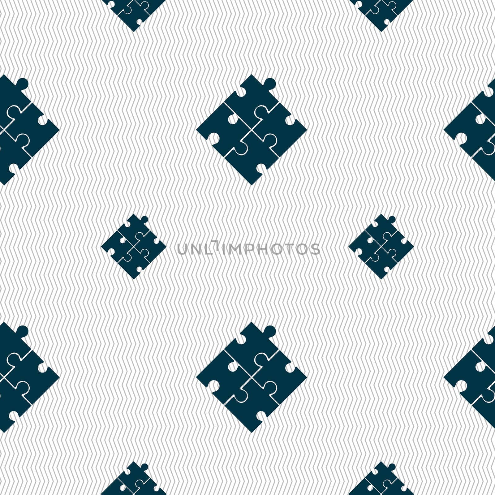 Puzzle piece icon sign. Seamless pattern with geometric texture. illustration