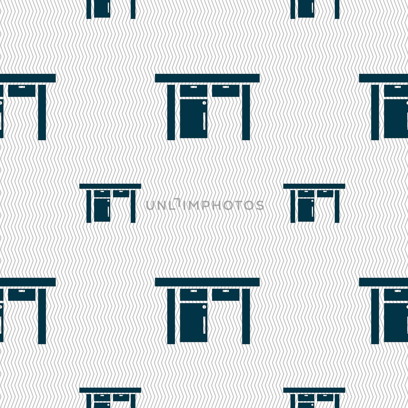 Table icon sign. Seamless pattern with geometric texture. illustration