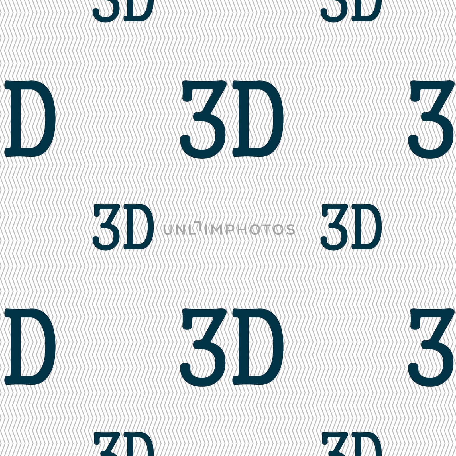 3D sign icon. 3D New technology symbol. Seamless pattern with geometric texture. illustration