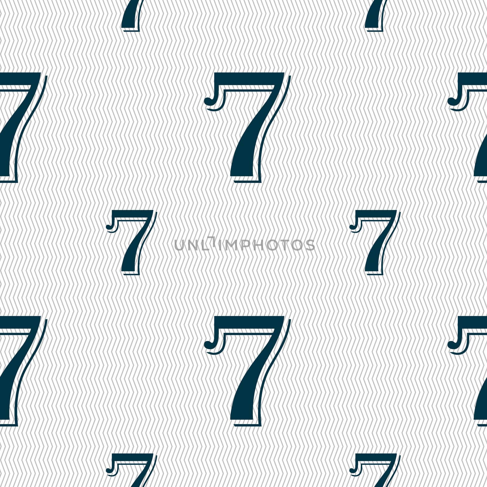 number seven icon sign. Seamless pattern with geometric texture. illustration