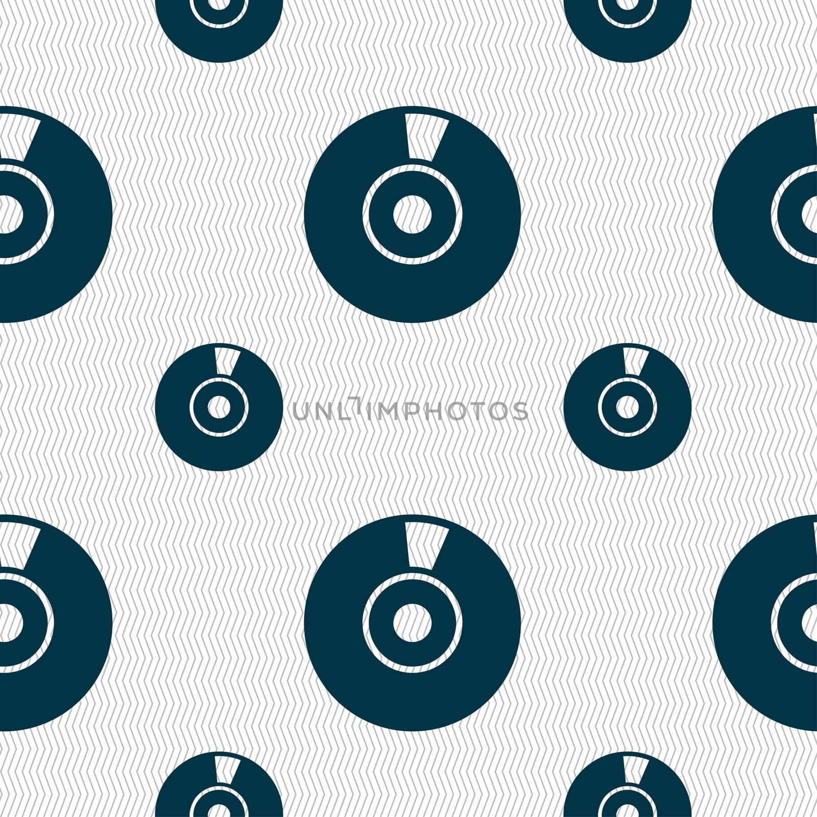 CD or DVD icon sign. Seamless pattern with geometric texture. illustration