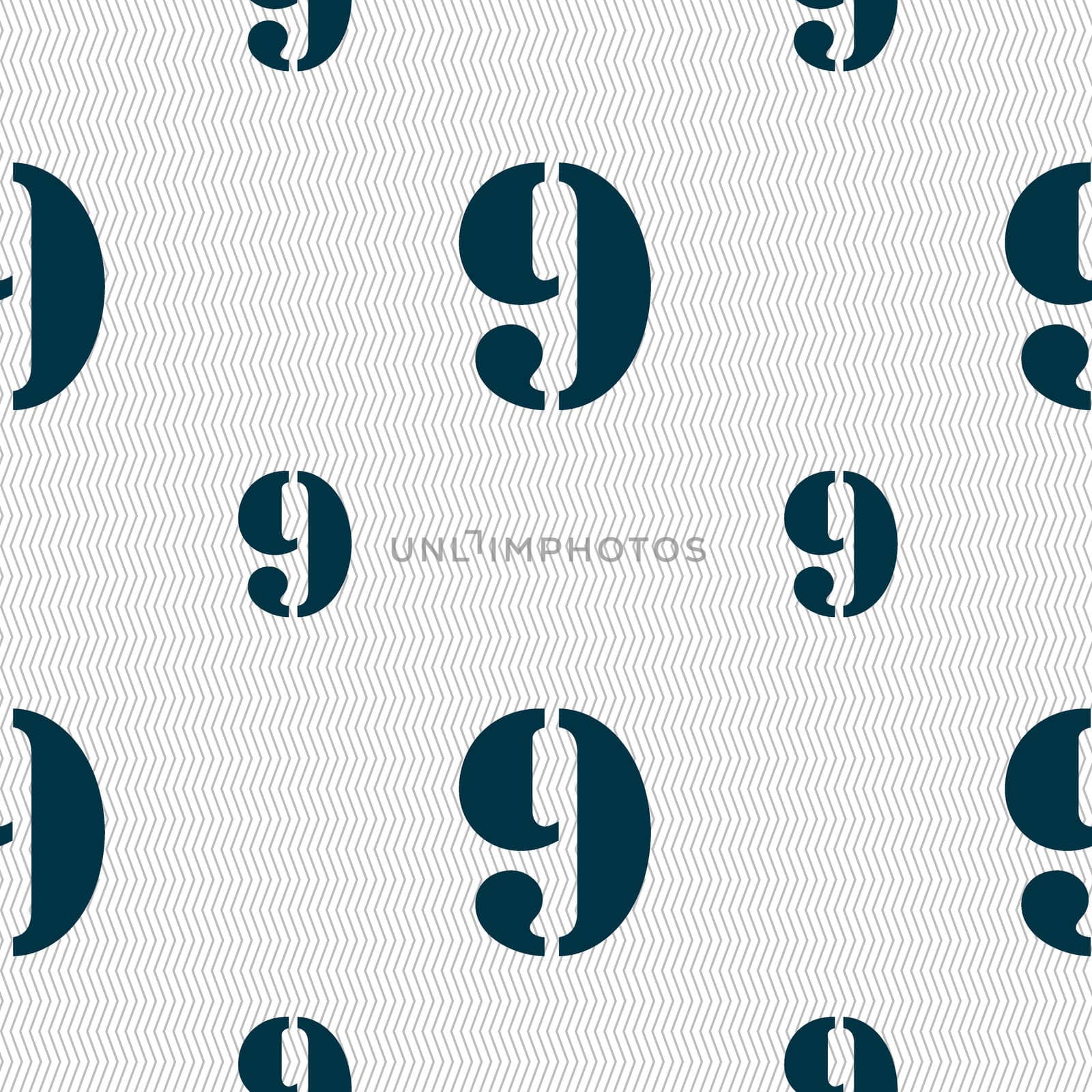 number Nine icon sign. Seamless pattern with geometric texture. illustration