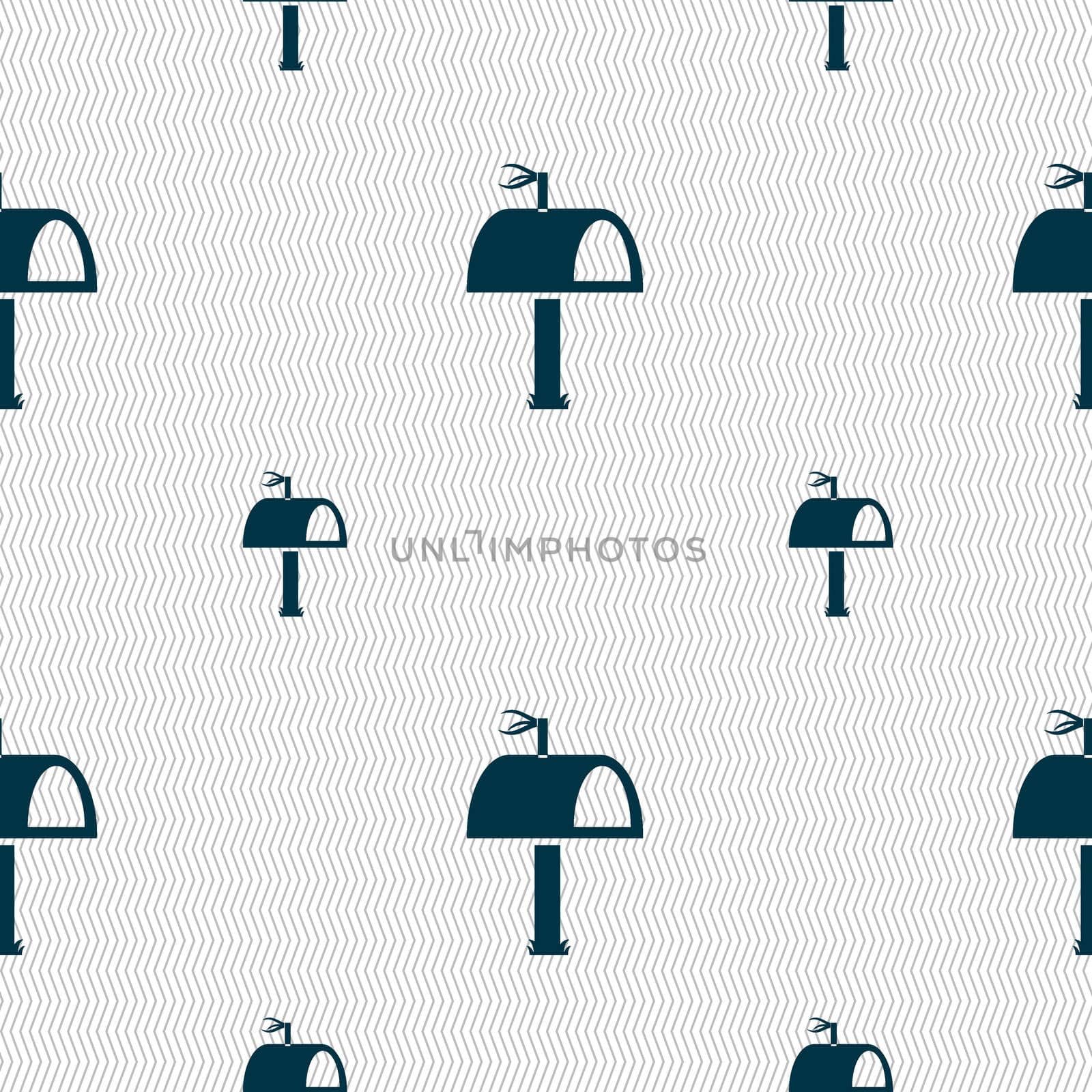 Mailbox icon sign. Seamless pattern with geometric texture. illustration