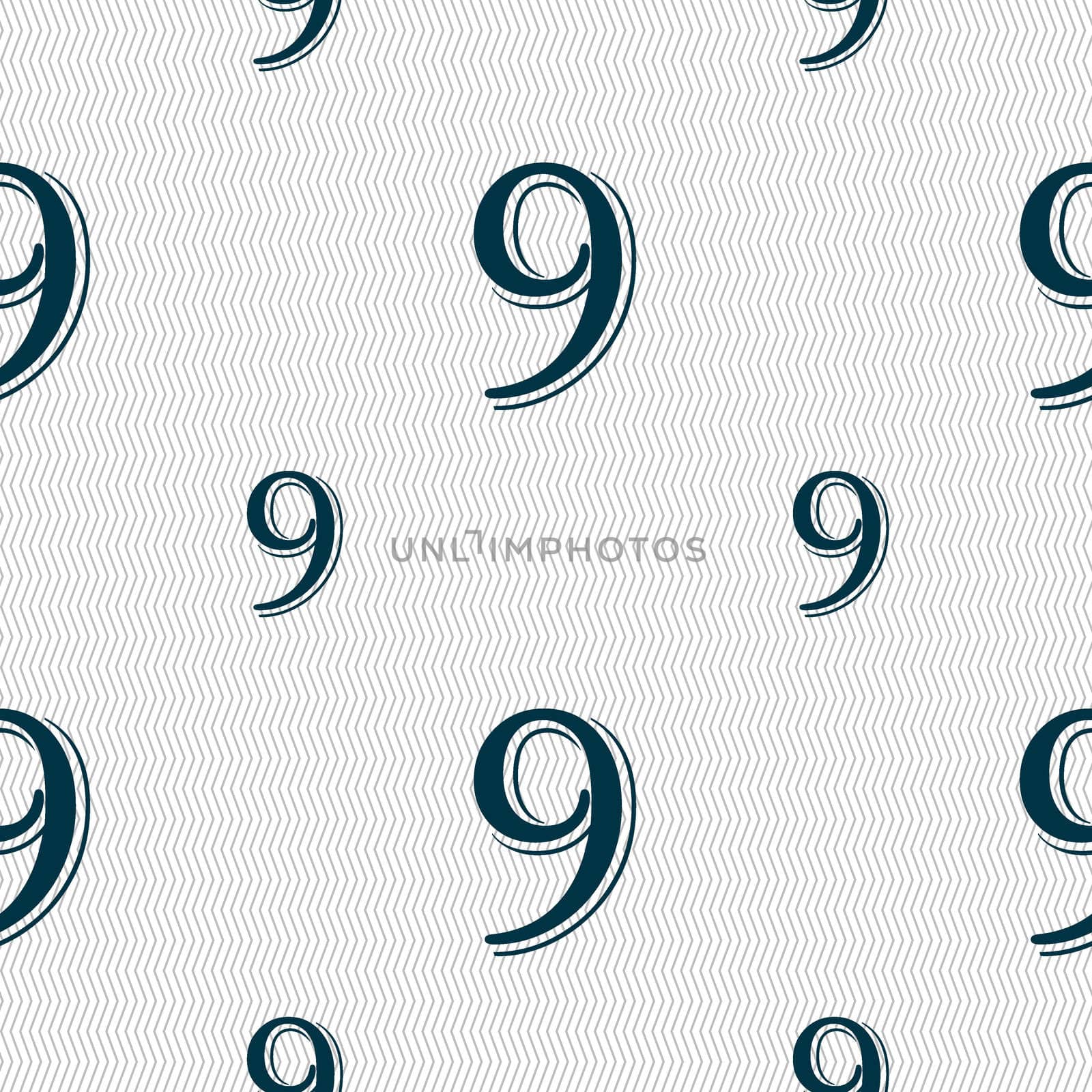 number Nine icon sign. Seamless pattern with geometric texture. illustration