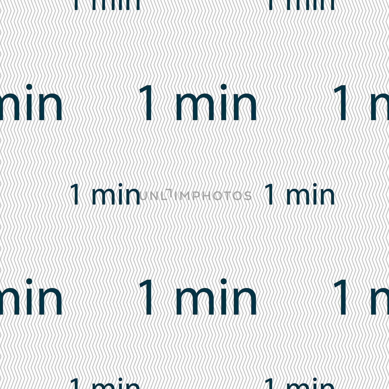 1 minutes sign icon. Seamless pattern with geometric texture. illustration