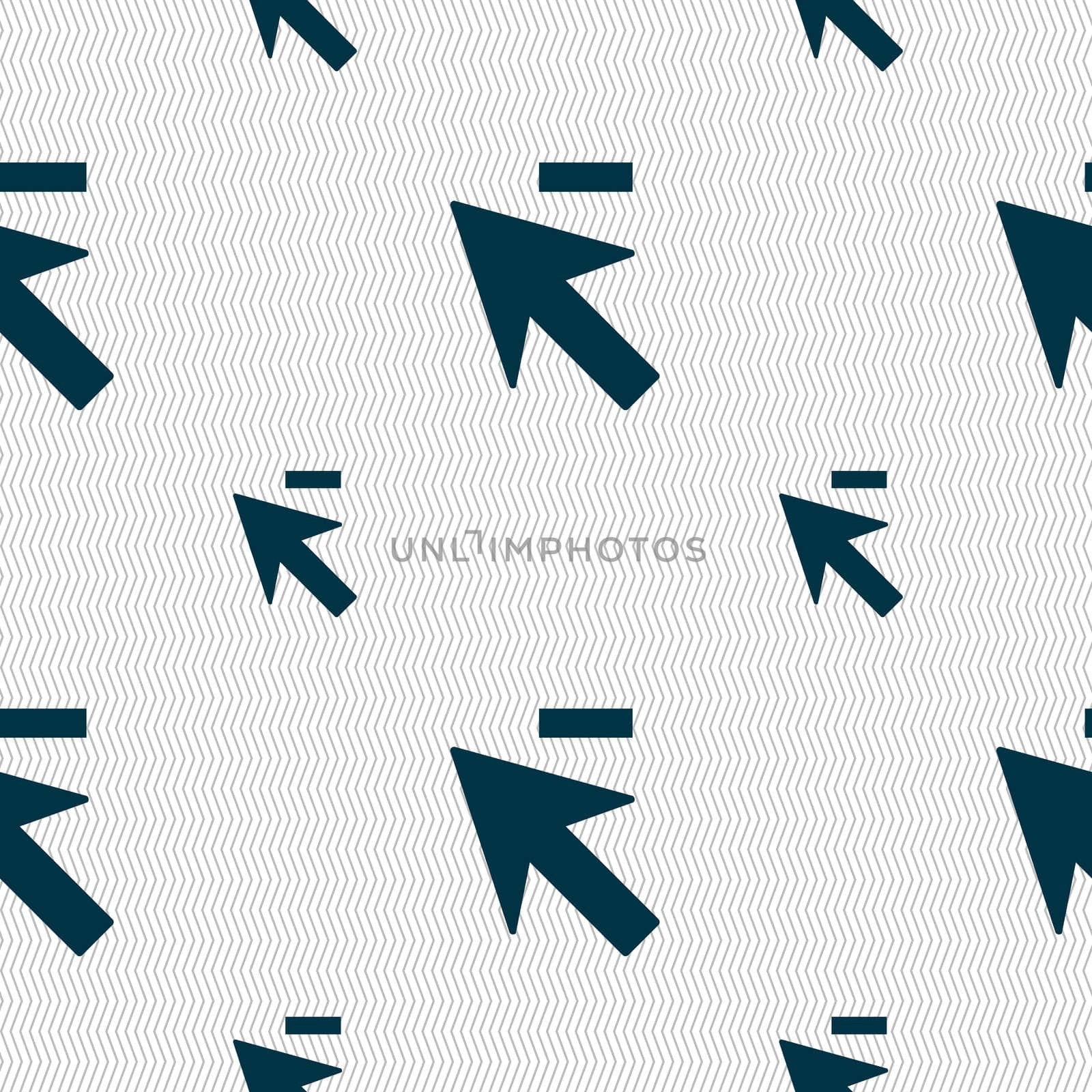 Cursor, arrow minus icon sign. Seamless pattern with geometric texture. illustration