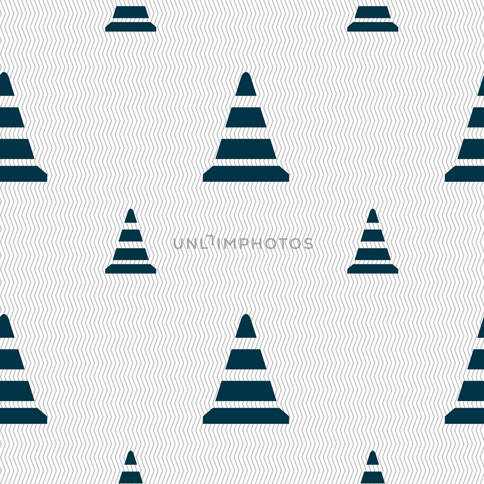 road cone icon. Seamless pattern with geometric texture. illustration