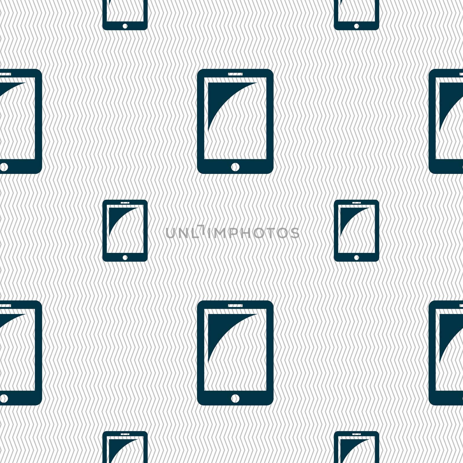Tablet sign icon. smartphone button. Seamless pattern with geometric texture. illustration