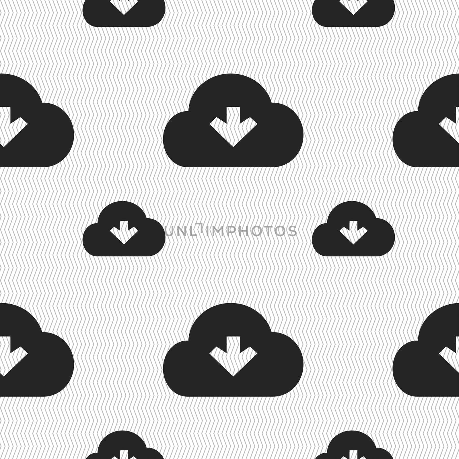 Download from cloud icon sign. Seamless pattern with geometric texture. illustration