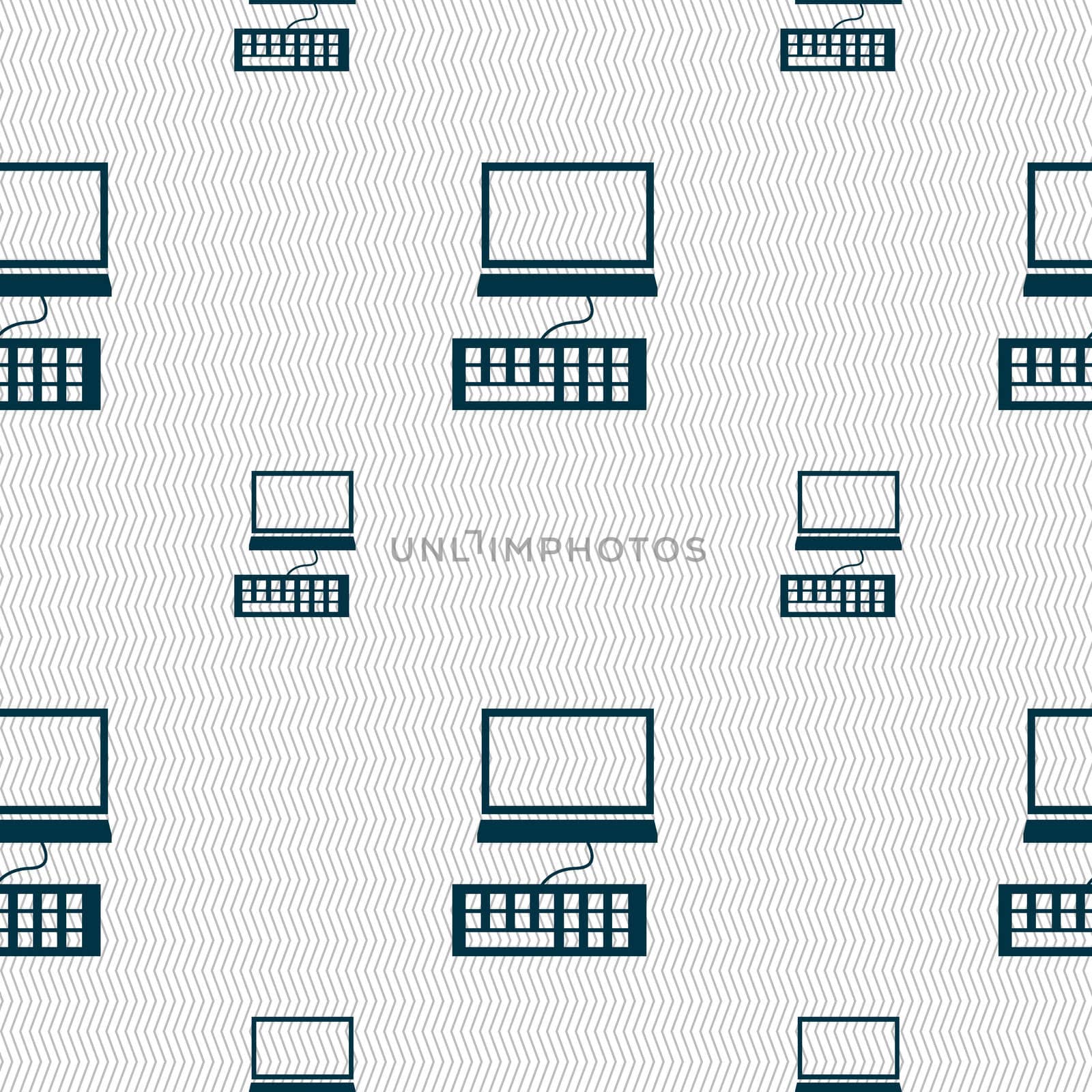 Computer monitor and keyboard Icon. Seamless pattern with geometric texture.  by serhii_lohvyniuk