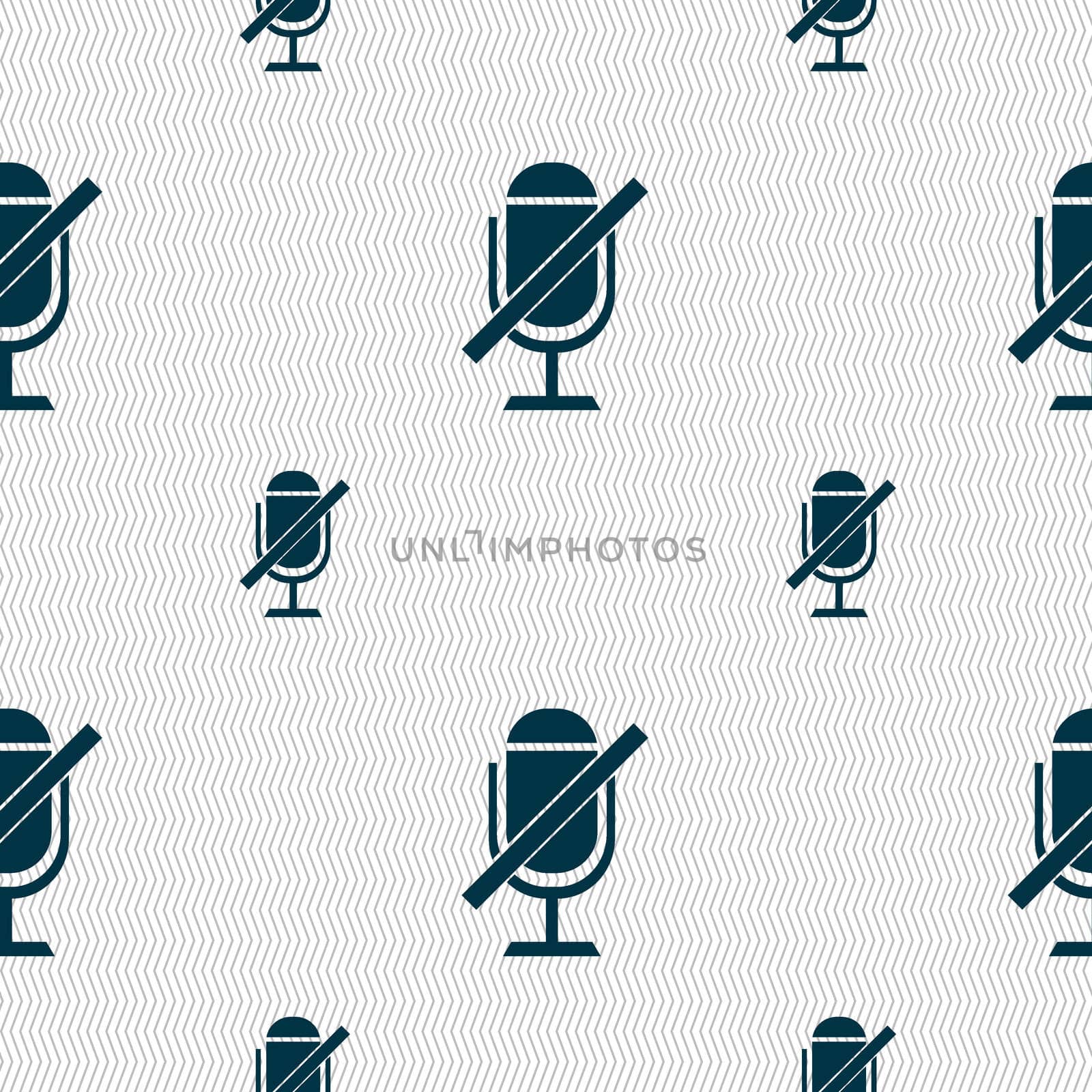 No Microphone sign icon. Speaker symbol. Seamless pattern with geometric texture. illustration