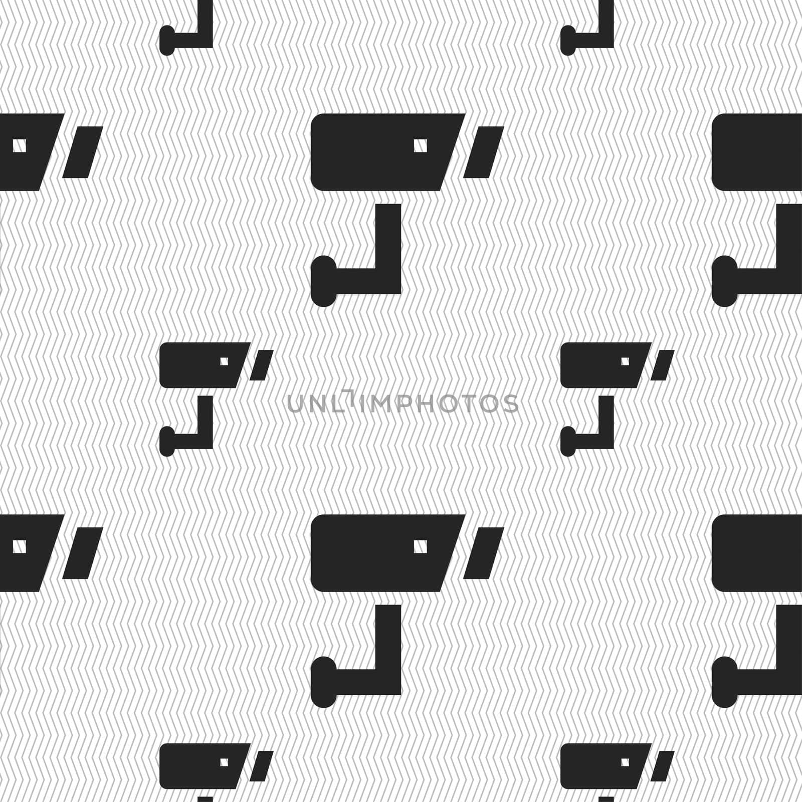 Surveillance Camera icon sign. Seamless pattern with geometric texture. illustration