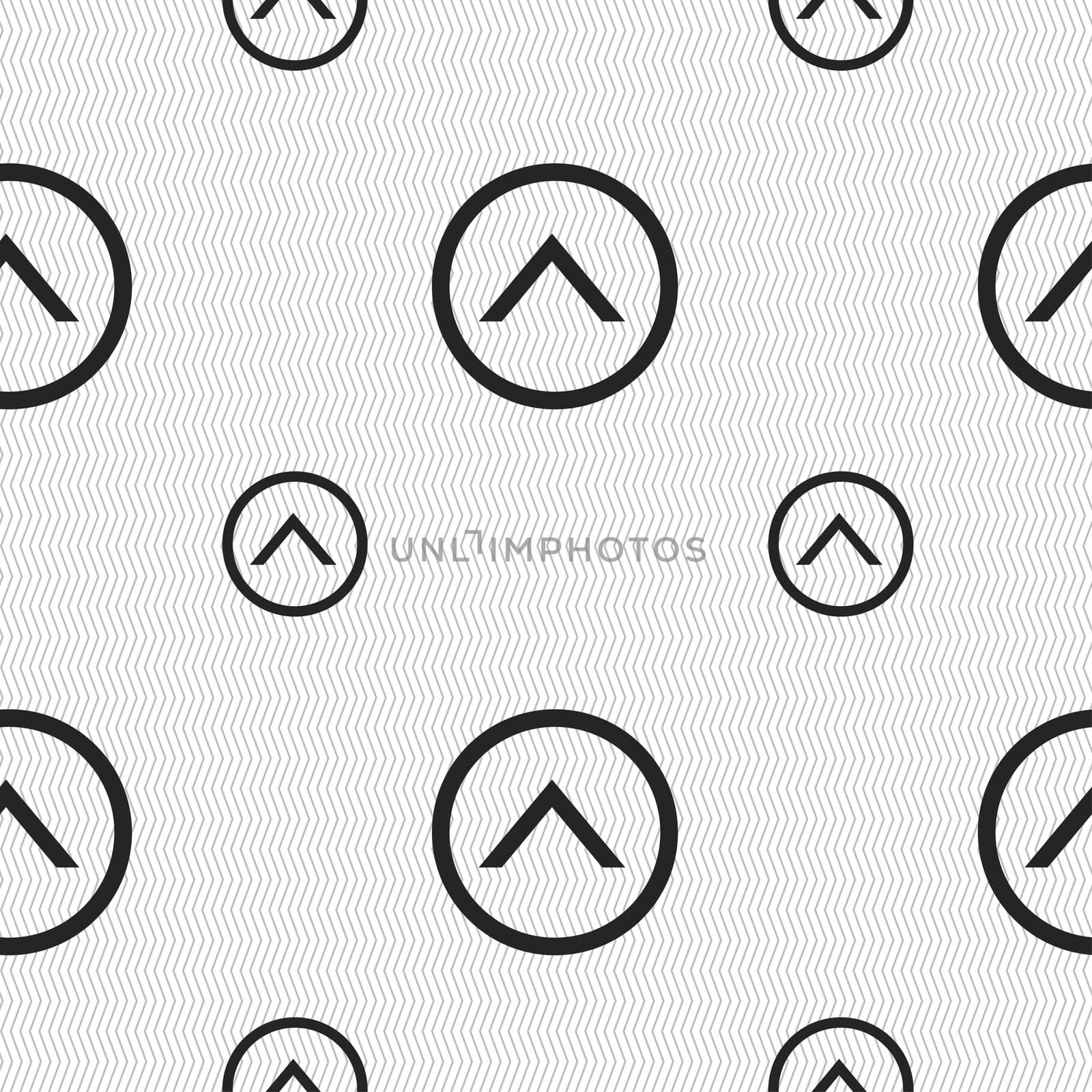 Direction arrow up icon sign. Seamless pattern with geometric texture. illustration