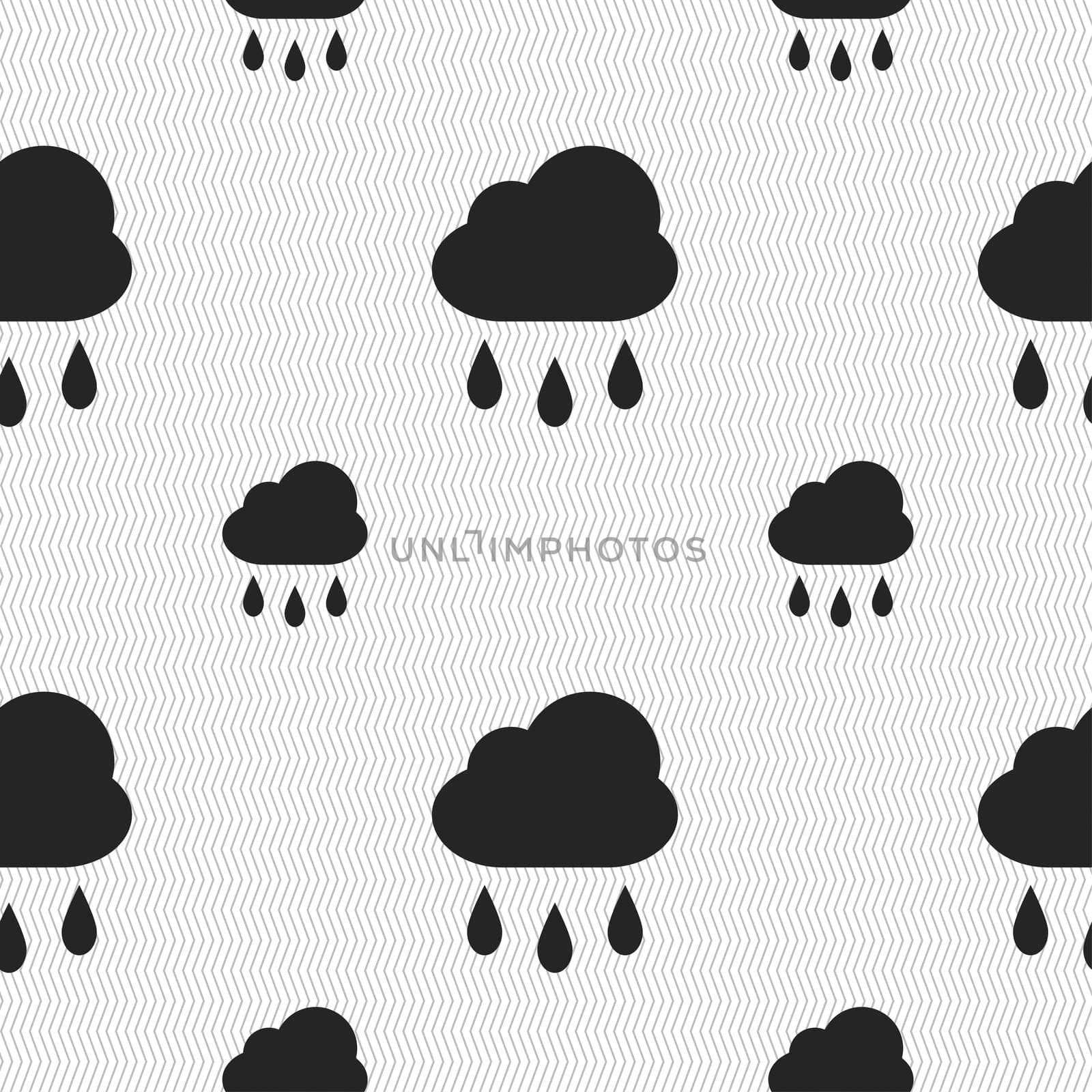 Weather Rain icon sign. Seamless pattern with geometric texture. illustration