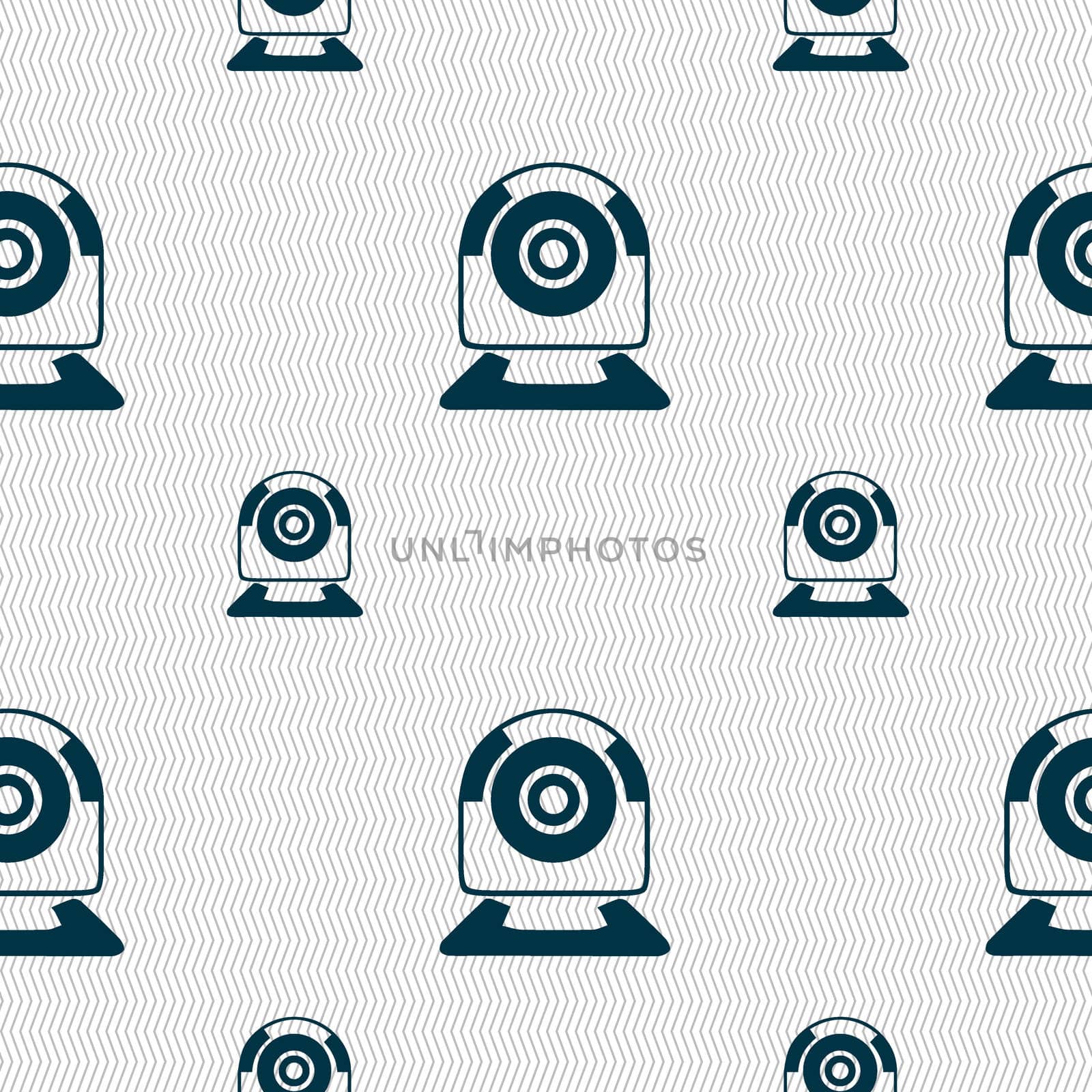 Webcam sign icon. Web video chat symbol. Camera chat. Seamless pattern with geometric texture. illustration