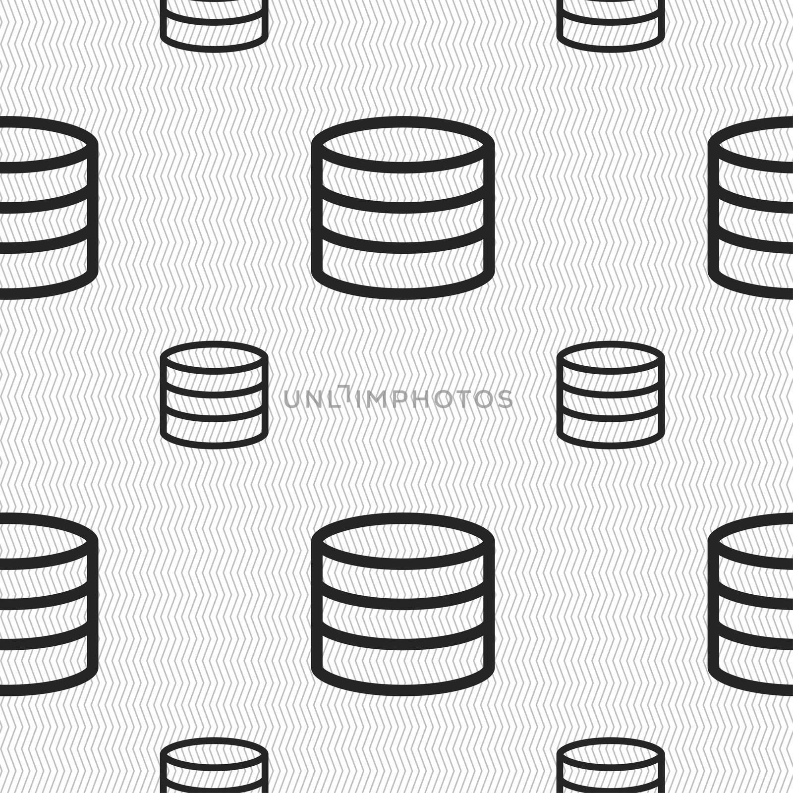 Hard disk and database icon sign. Seamless pattern with geometric texture. illustration