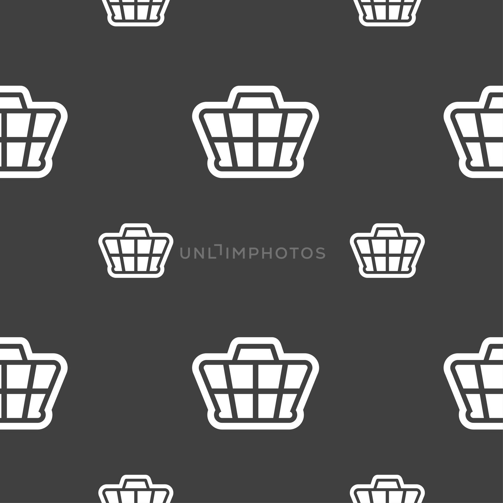 Shopping Cart icon sign. Seamless pattern on a gray background.  by serhii_lohvyniuk