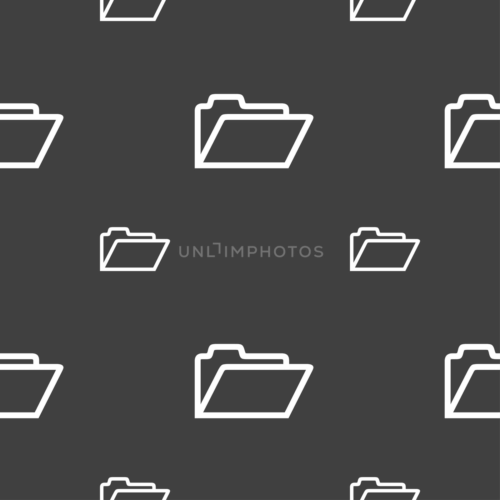 Folder icon sign. Seamless pattern on a gray background. illustration