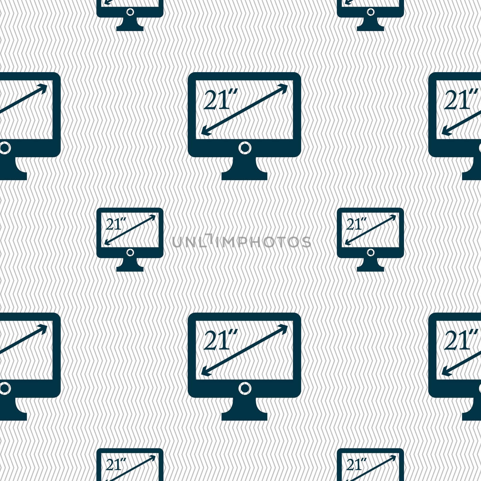 diagonal of the monitor 21 inches icon sign. Seamless pattern with geometric texture.  by serhii_lohvyniuk