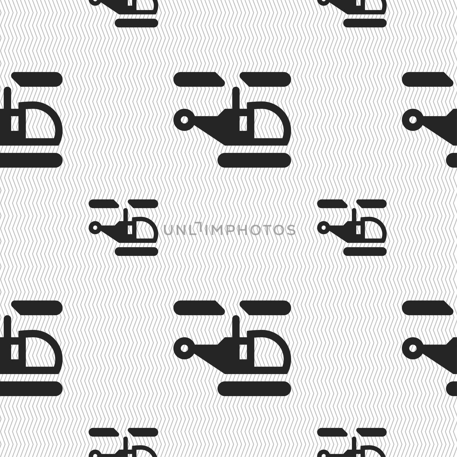 Helicopter icon sign. Seamless pattern with geometric texture. illustration