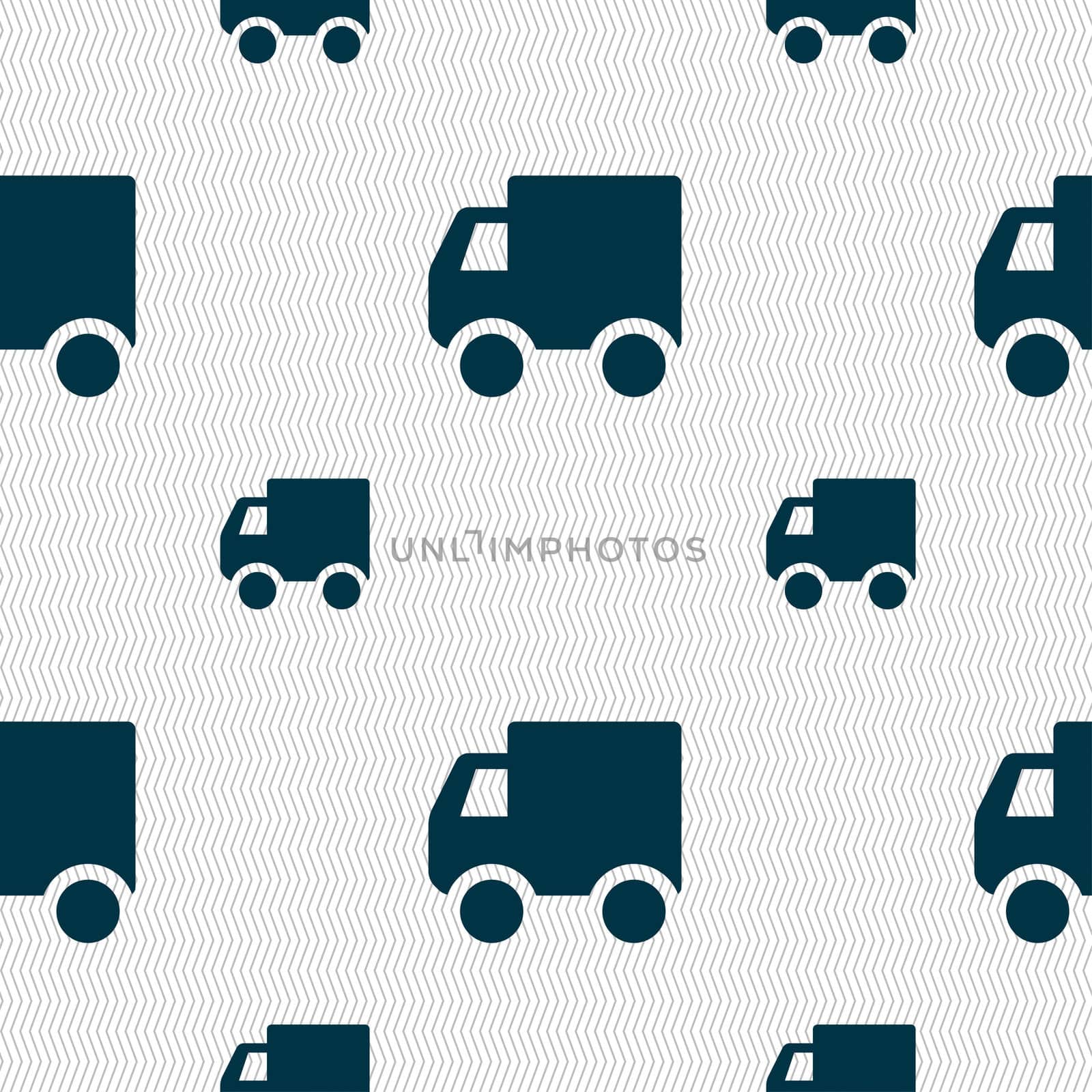 Delivery truck icon sign. Seamless pattern with geometric texture.  by serhii_lohvyniuk