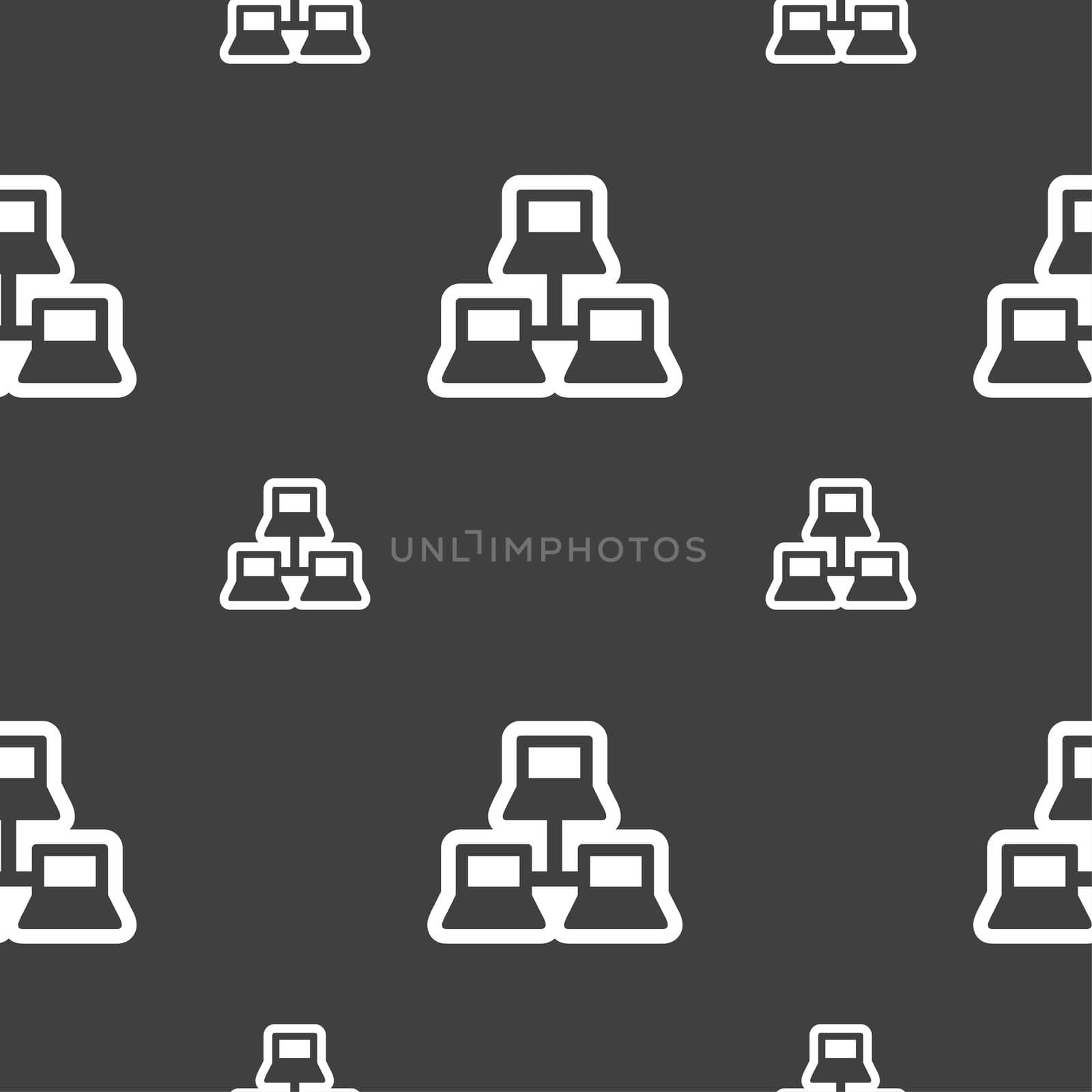 local area network icon sign. Seamless pattern on a gray background. illustration